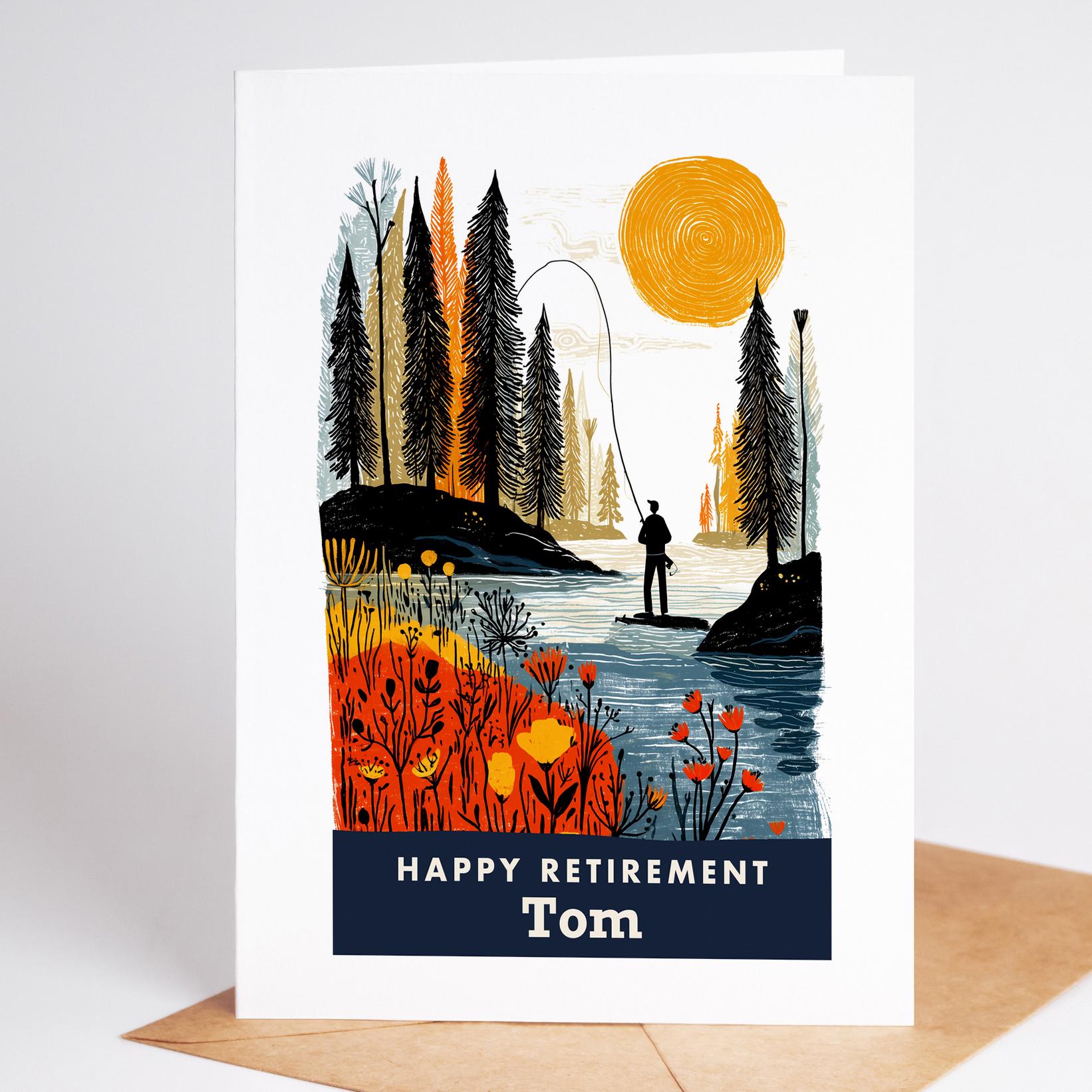 Fly Fishing Retirement Card, Personalized with a Name
