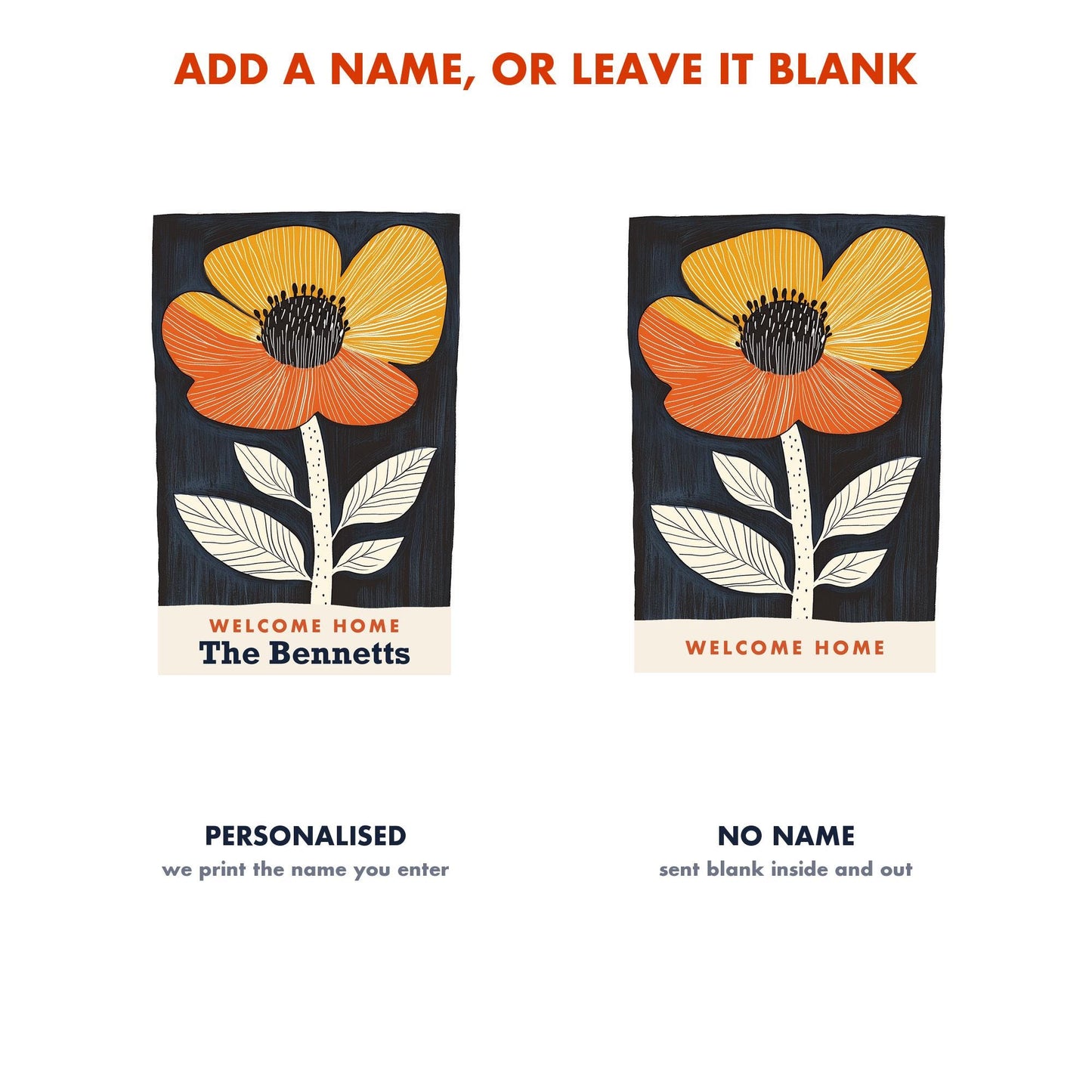 New Home Card, Mid Century Floral Housewarming Card