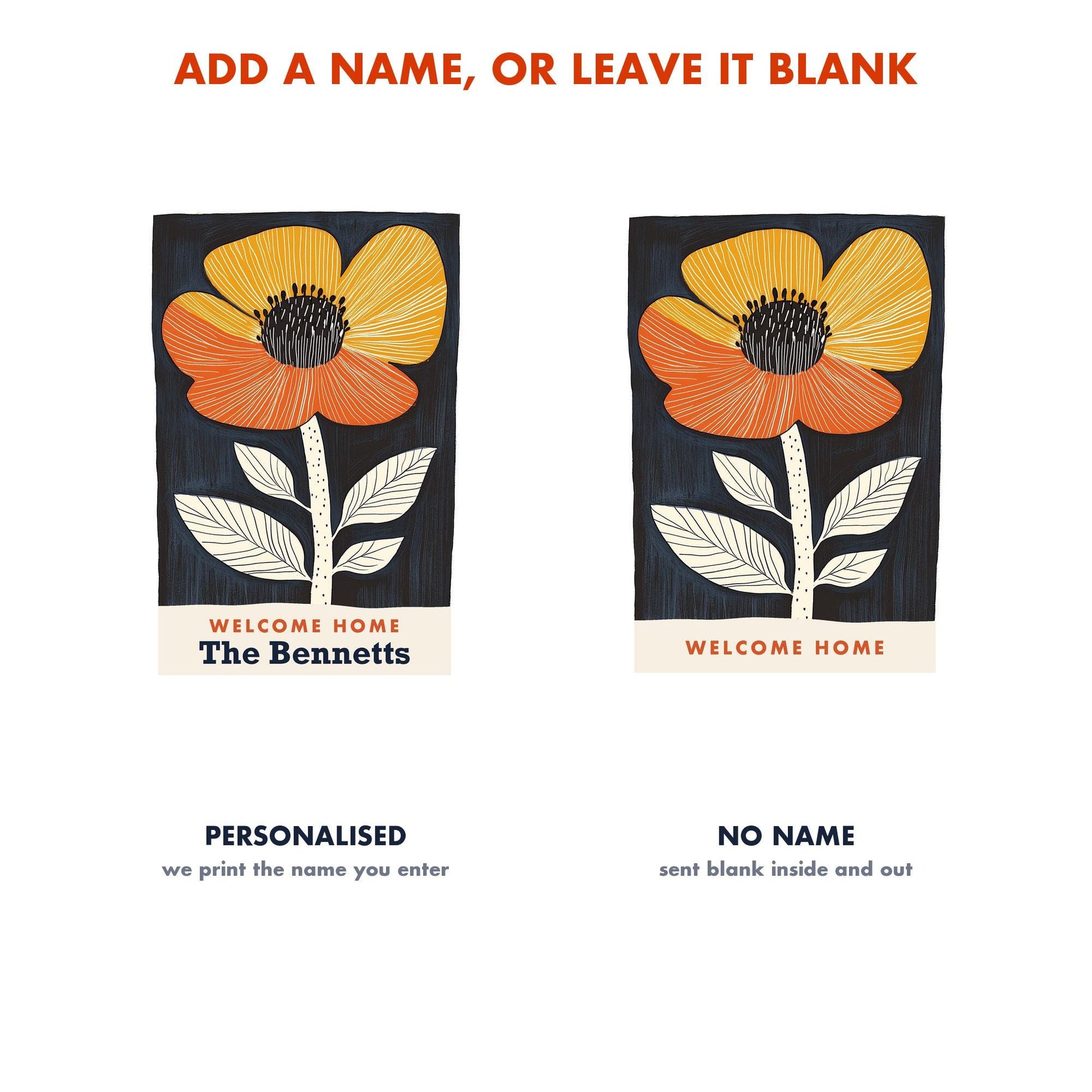 New Home Card, Mid Century Floral Housewarming Card