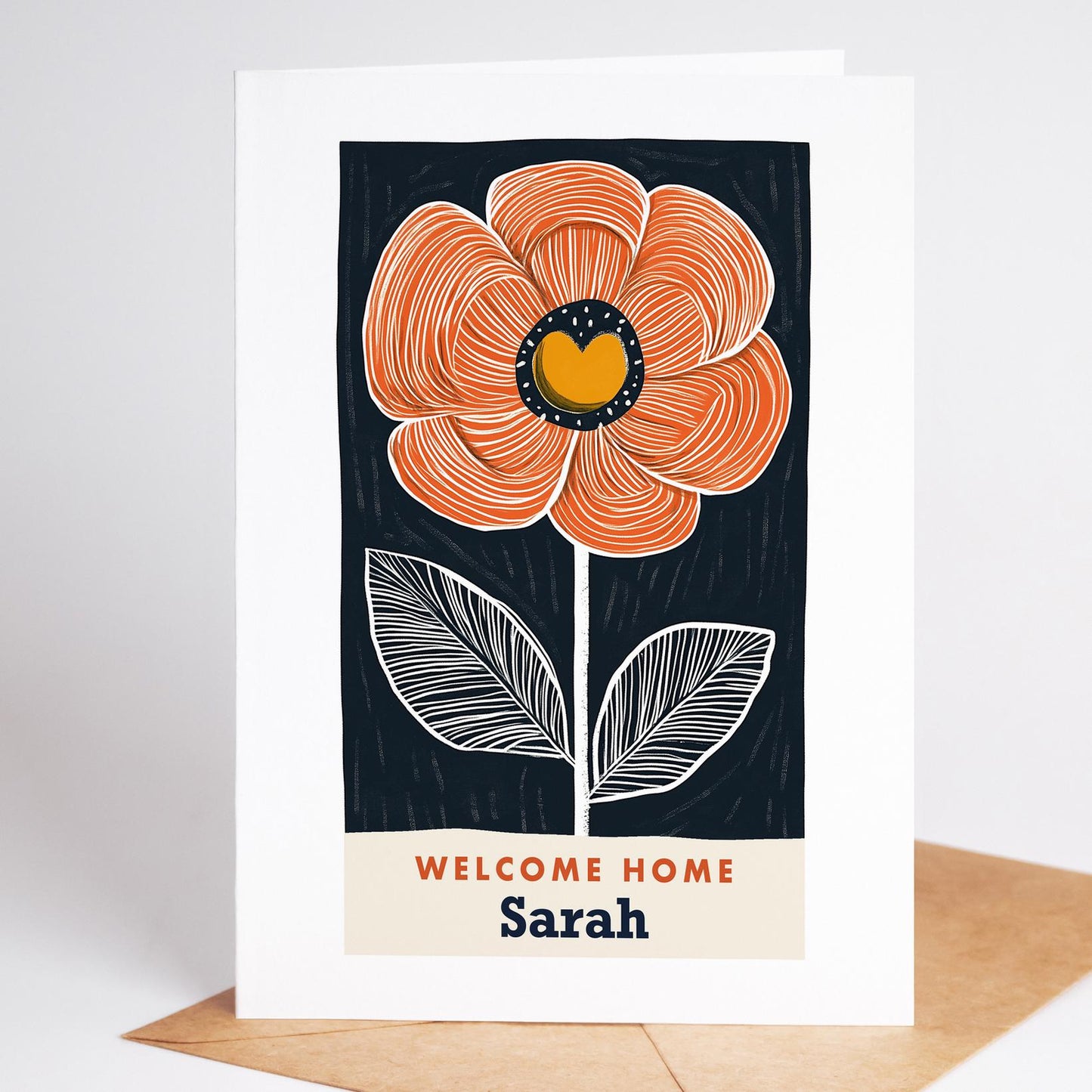 New Home Card, Mid Century Floral Housewarming Card