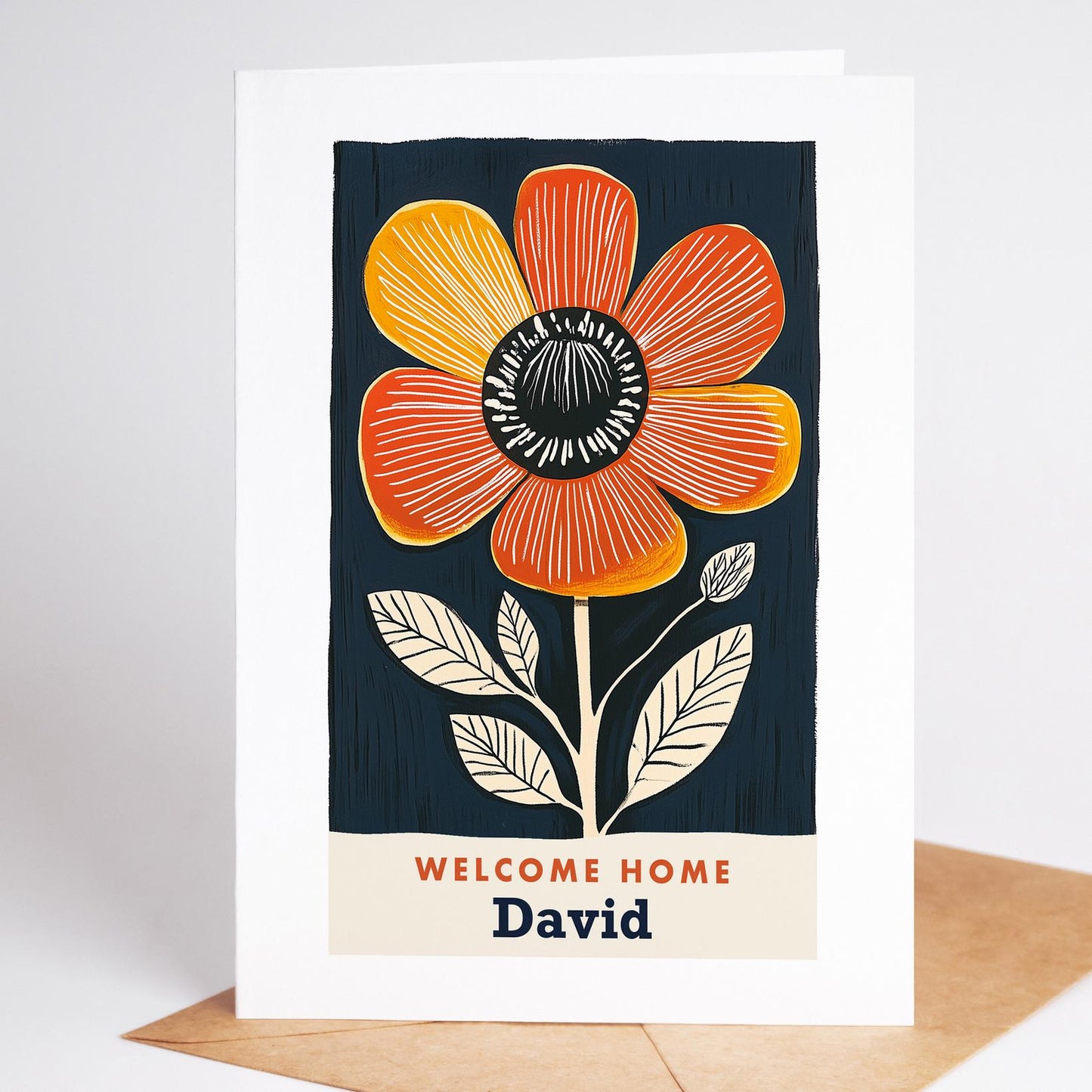 New Home Card, Mid Century Floral Housewarming Card
