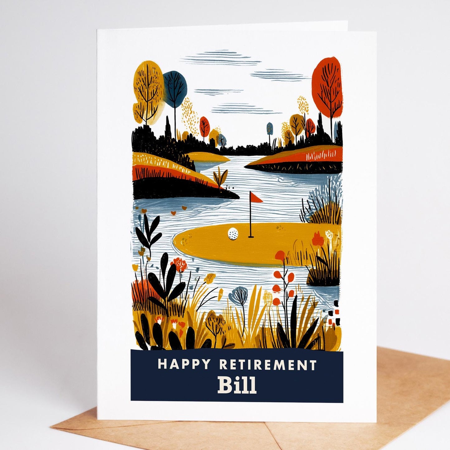 Golf Retirement Card, Personalized with a Name