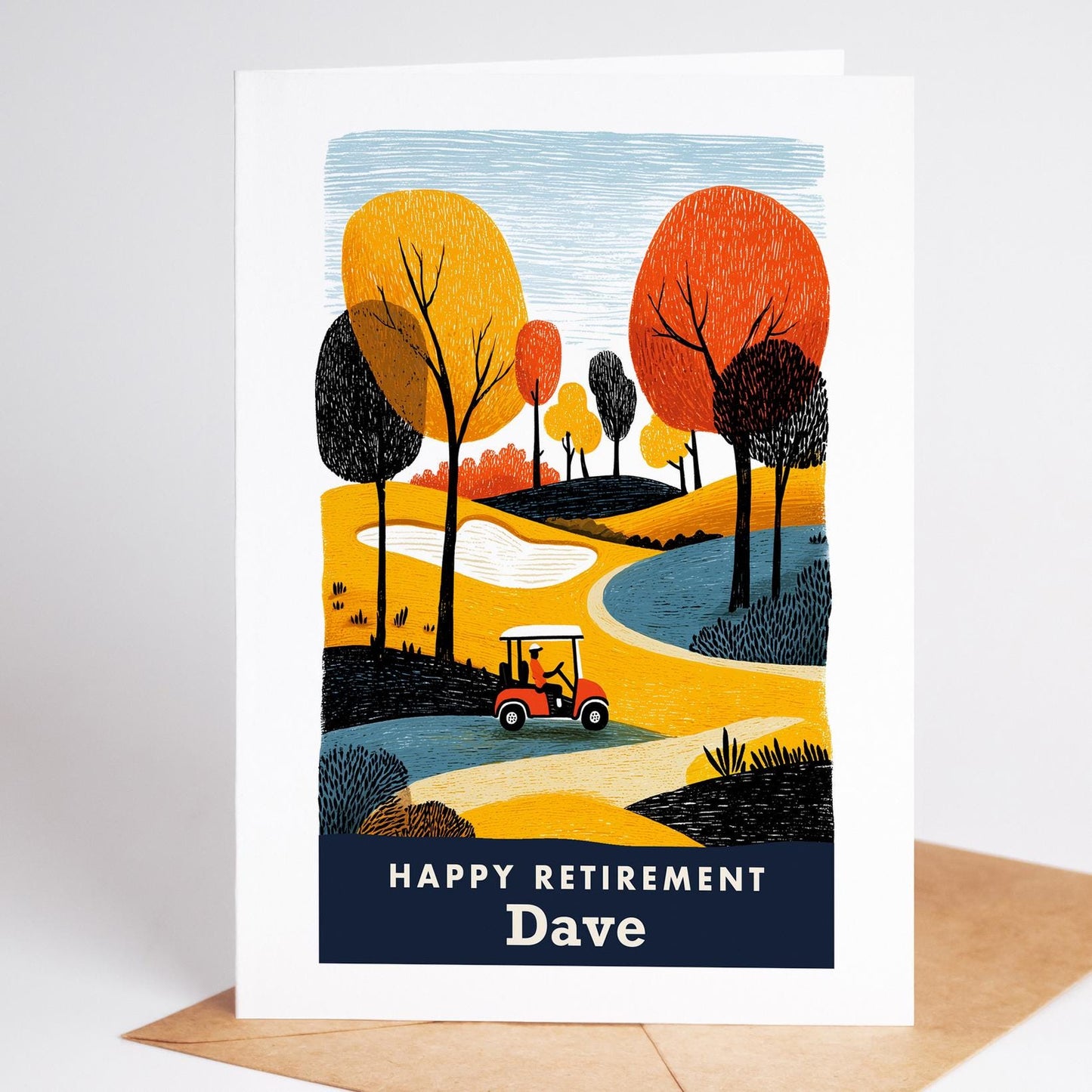 Golf Retirement Card, Personalized with a Name