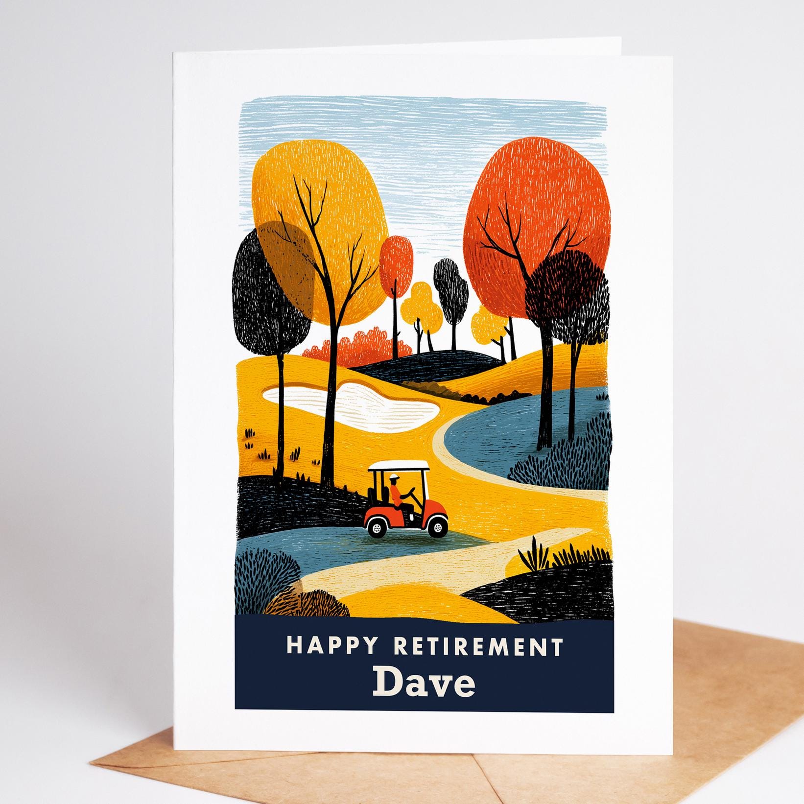 Golf Retirement Card, Personalized with a Name