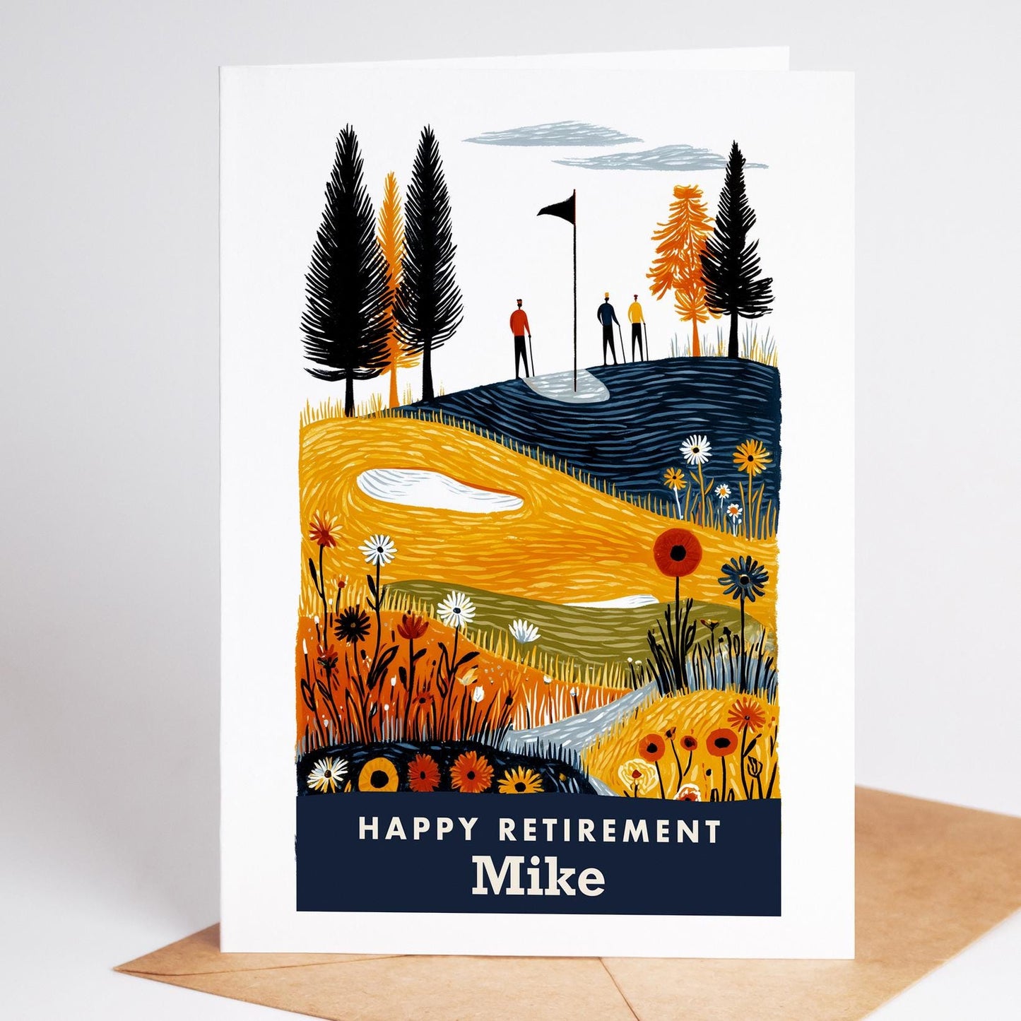 Golf Retirement Card, Personalized with a Name