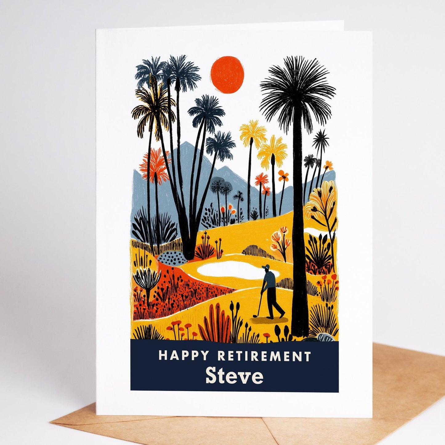 Golf Retirement Card, Personalized with a Name