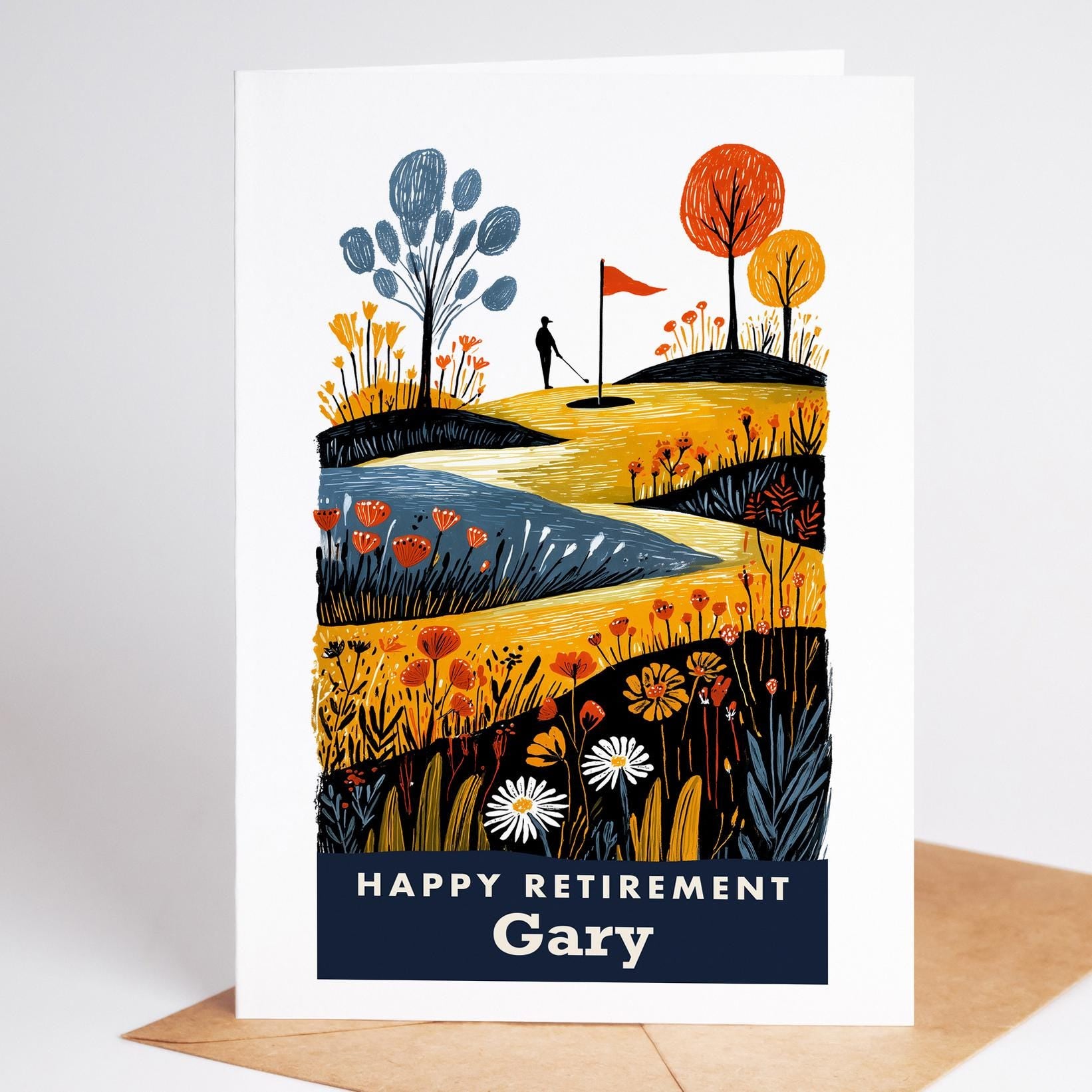 Golf Retirement Card, Personalized with a Name