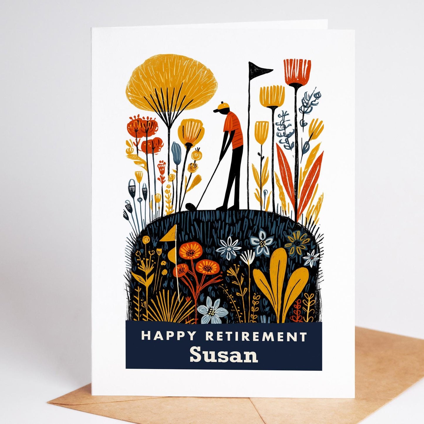 Golf Retirement Card, Personalized with a Name