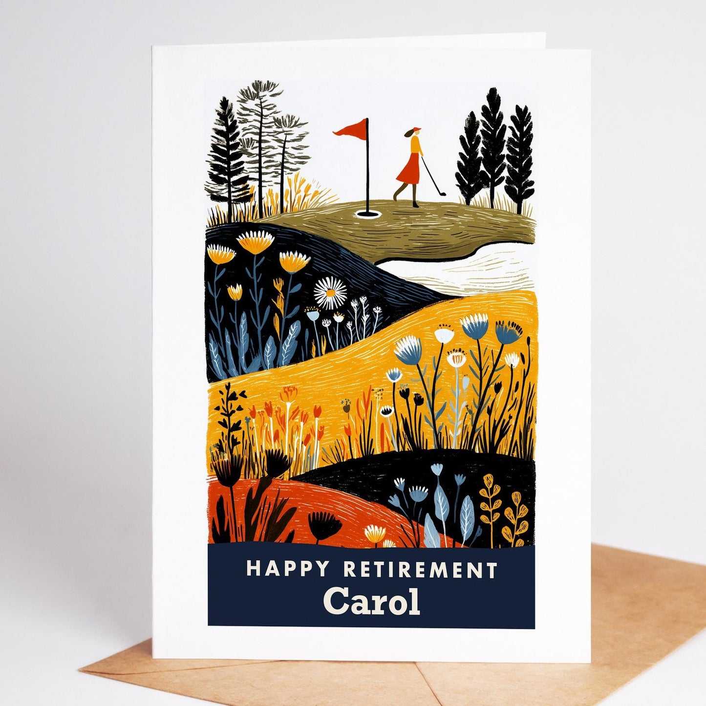 Golf Retirement Card, Personalized with a Name