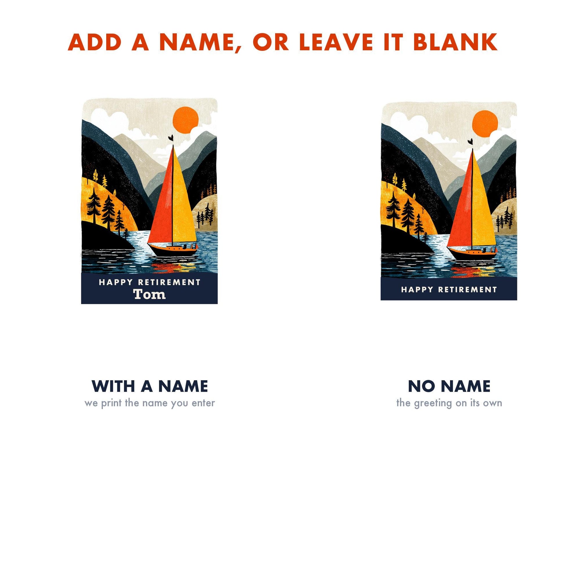Sailing Retirement Card, Personalized with a Name