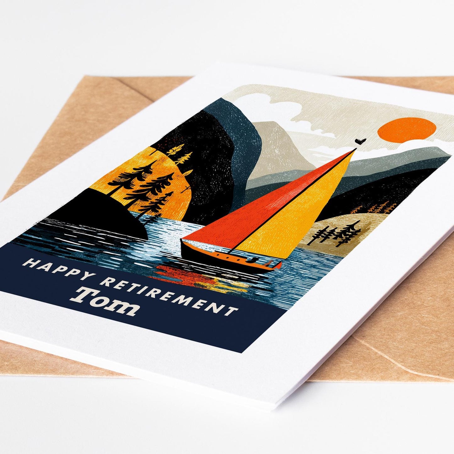 Sailing Retirement Card, Personalized with a Name