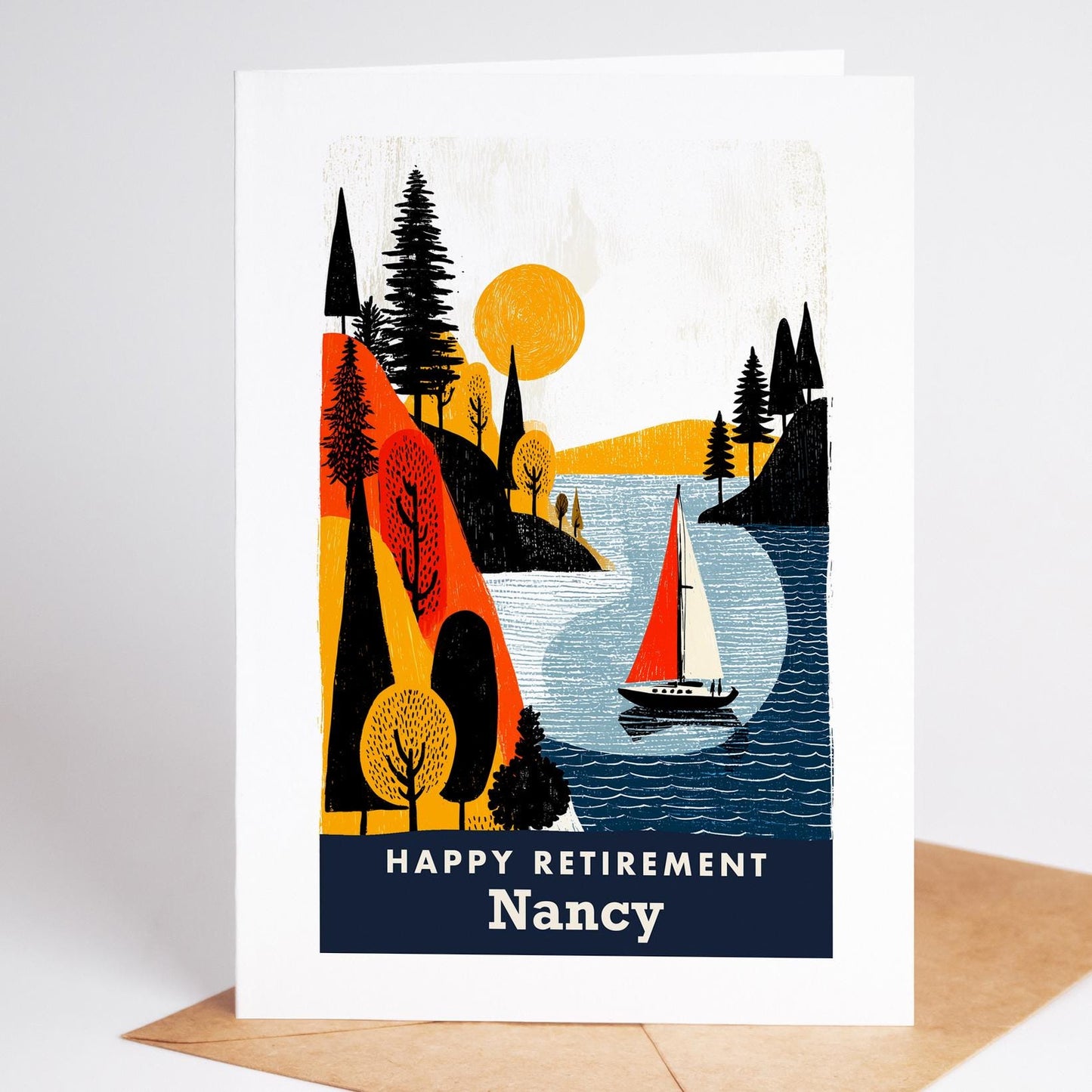 Sailing Retirement Card, Personalized with a Name