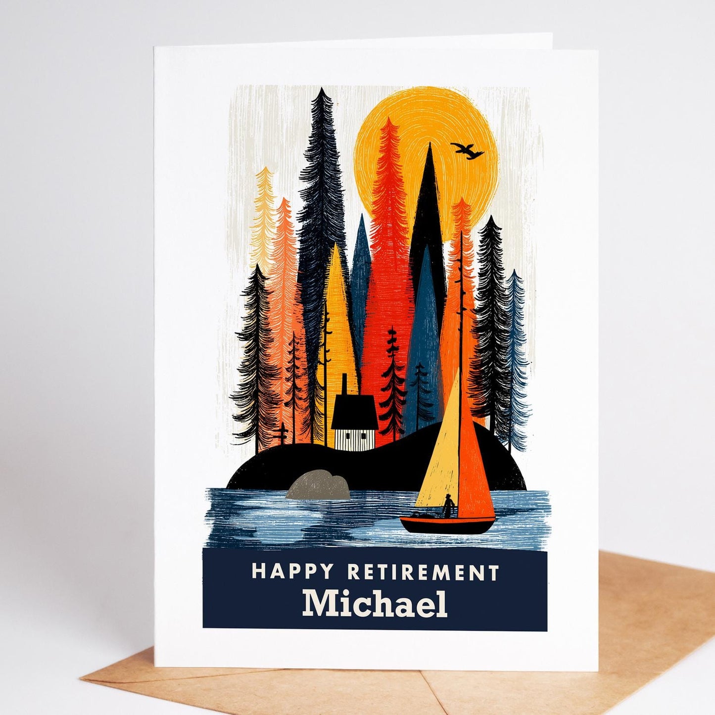 Sailing Retirement Card, Personalized with a Name