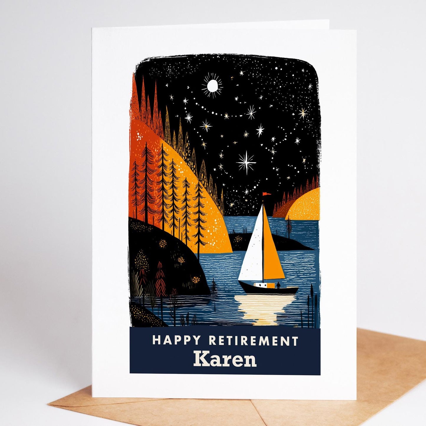 Sailing Retirement Card, Personalized with a Name