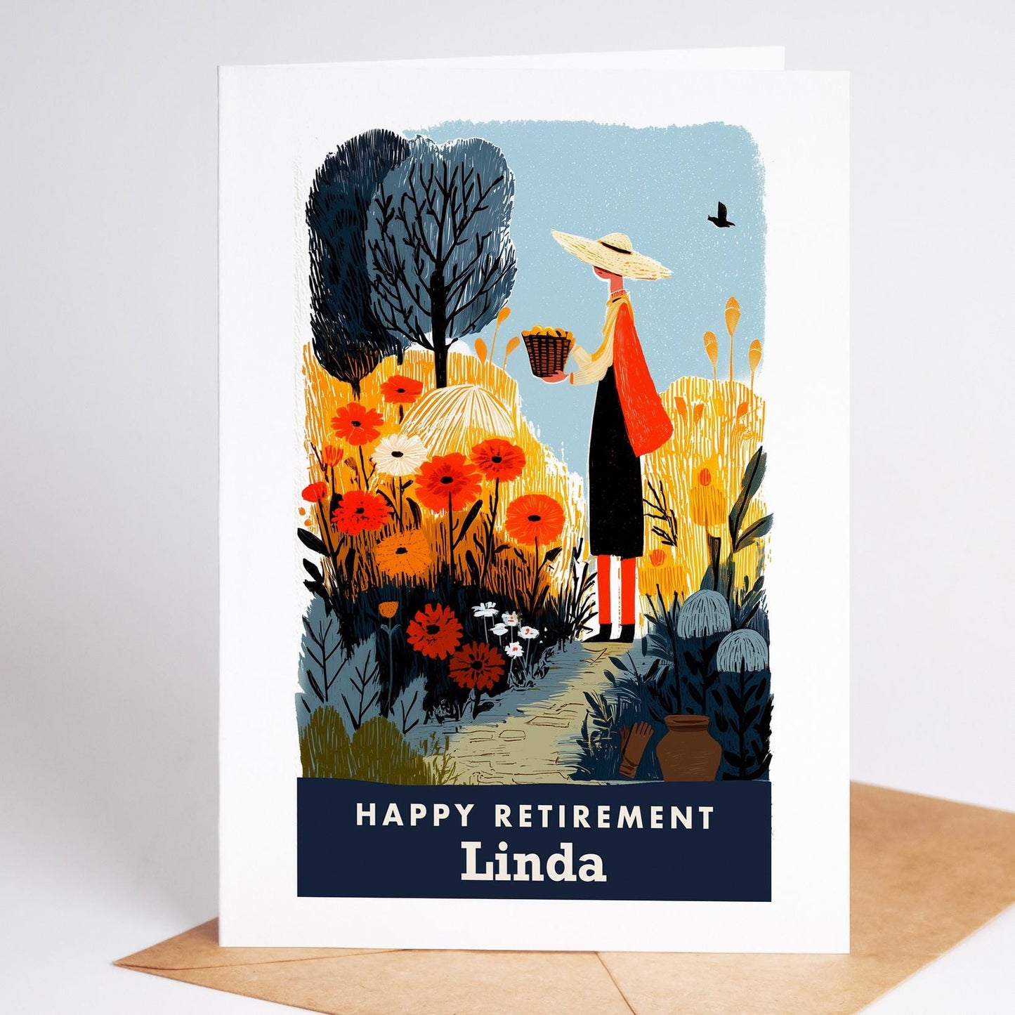 Gardening Retirement Card, Personalized with a Name