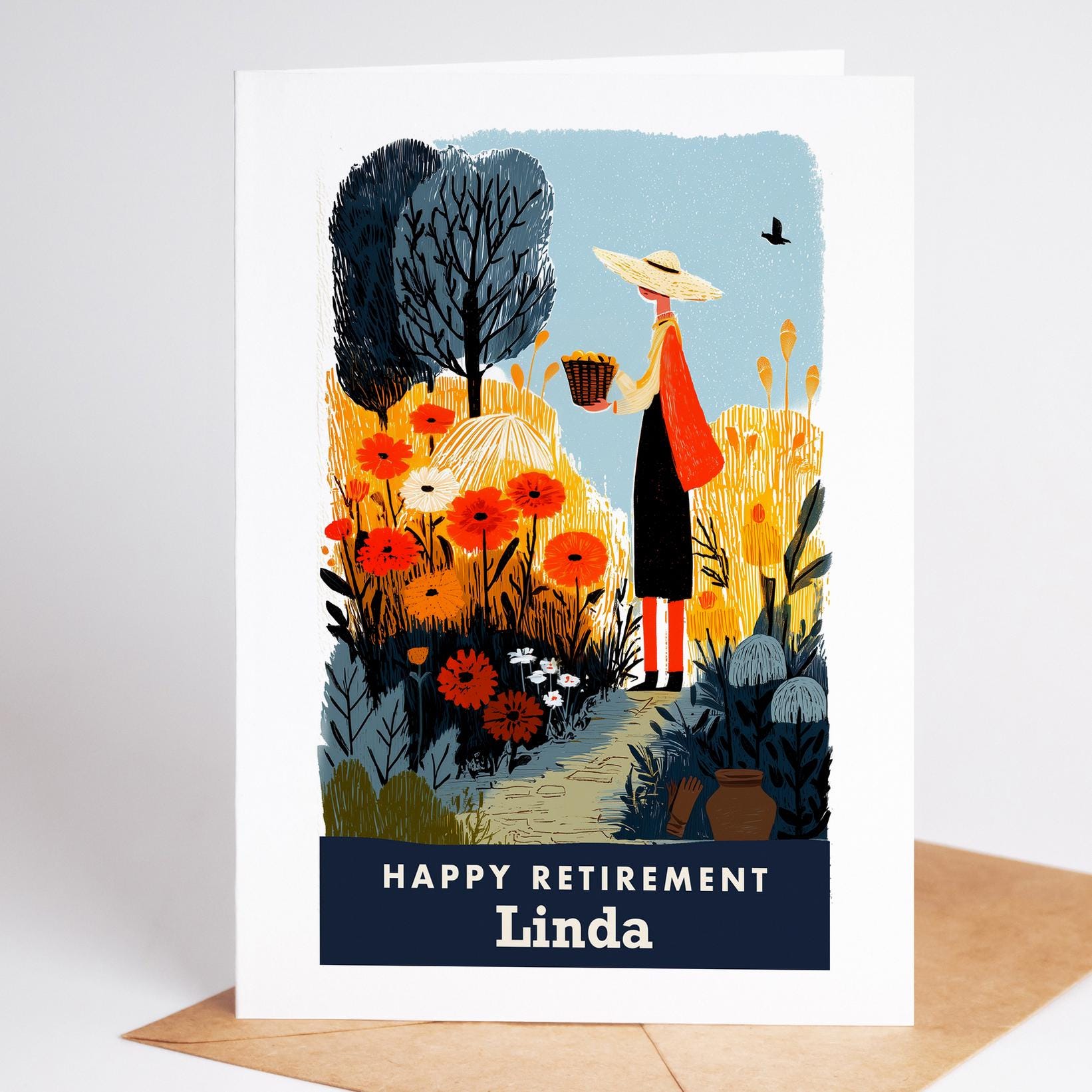 Gardening Retirement Card, Personalized with a Name