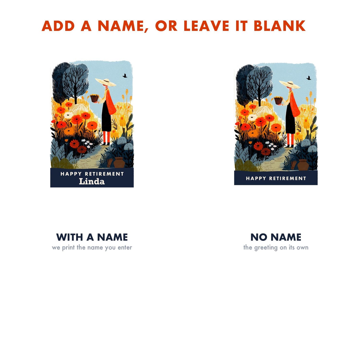 Gardening Retirement Card, Personalized with a Name