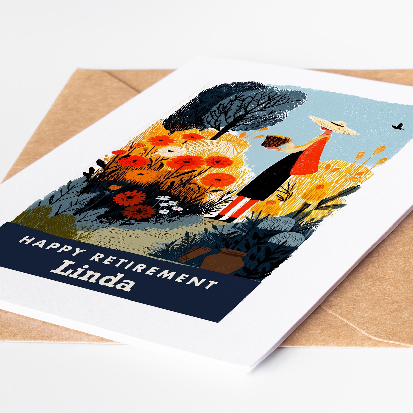 Gardening Retirement Card, Personalized with a Name