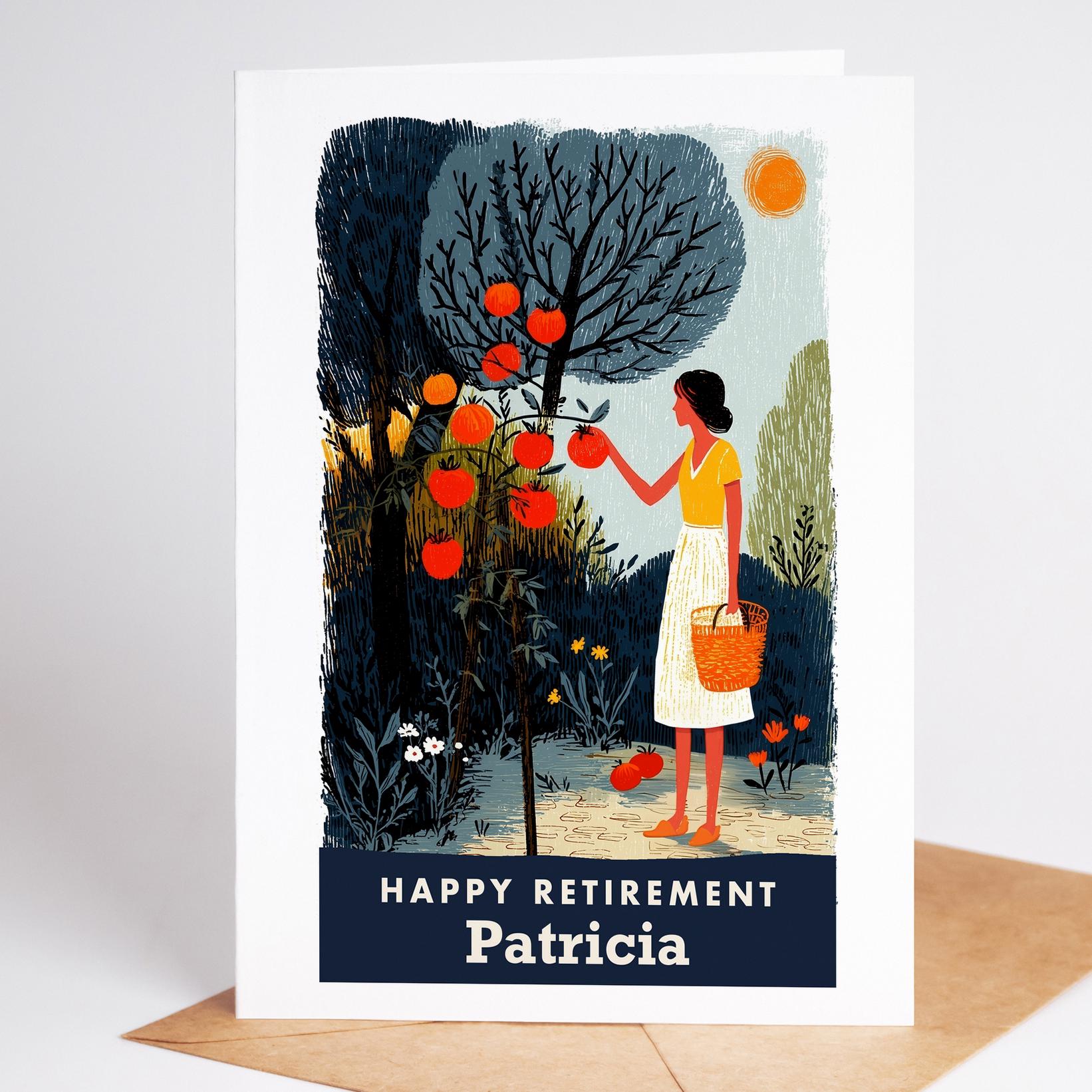 Gardening Retirement Card, Personalized with a Name