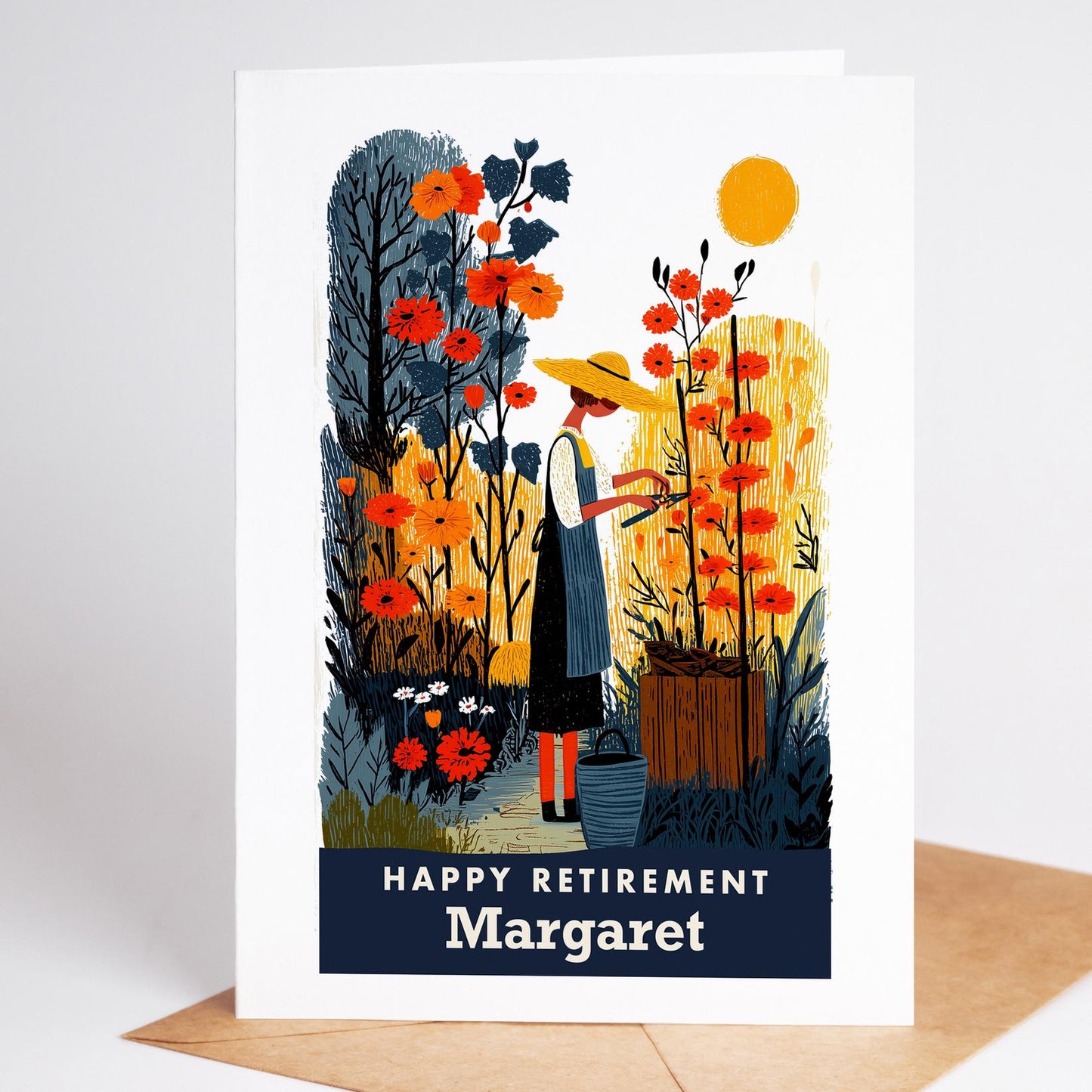 Gardening Retirement Card, Personalized with a Name