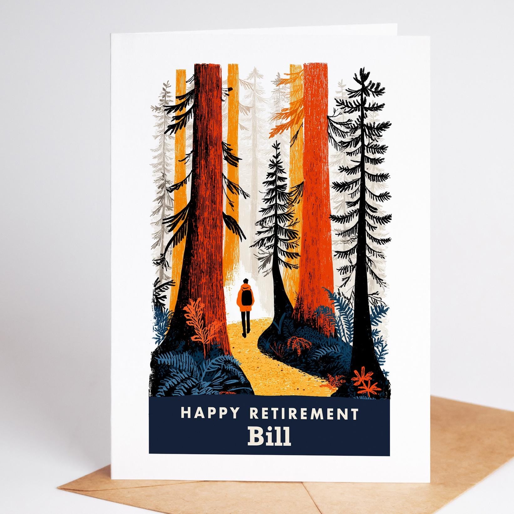 Hiking Retirement Card, Personalized with a Name
