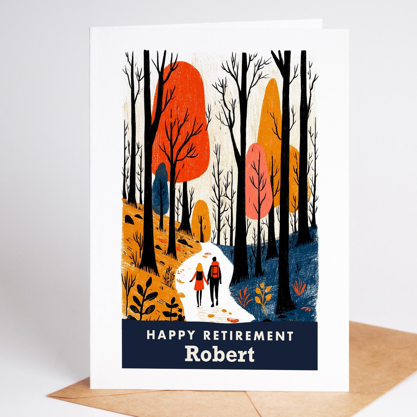 Hiking Retirement Card, Personalized with a Name