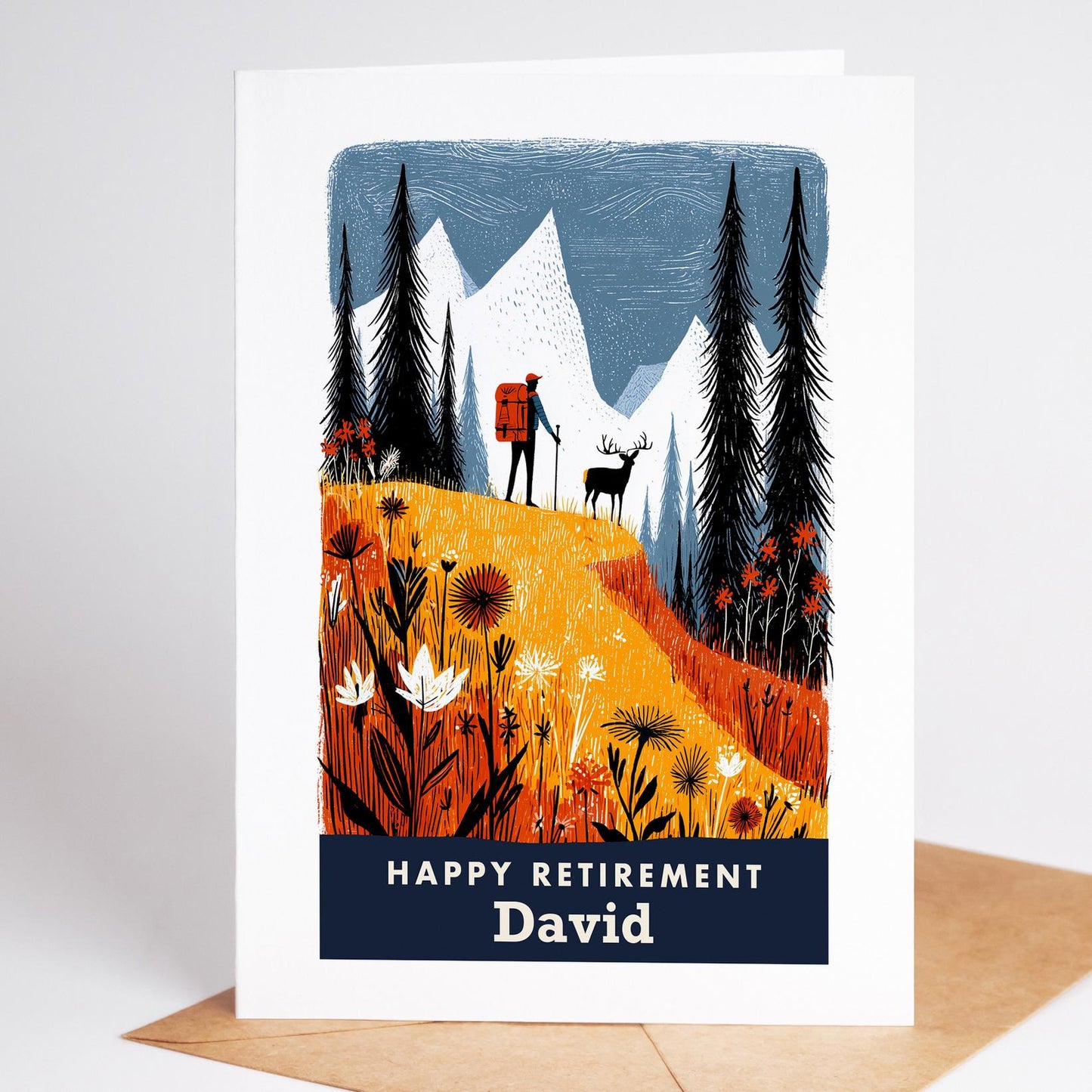 Hiking Retirement Card, Personalized with a Name