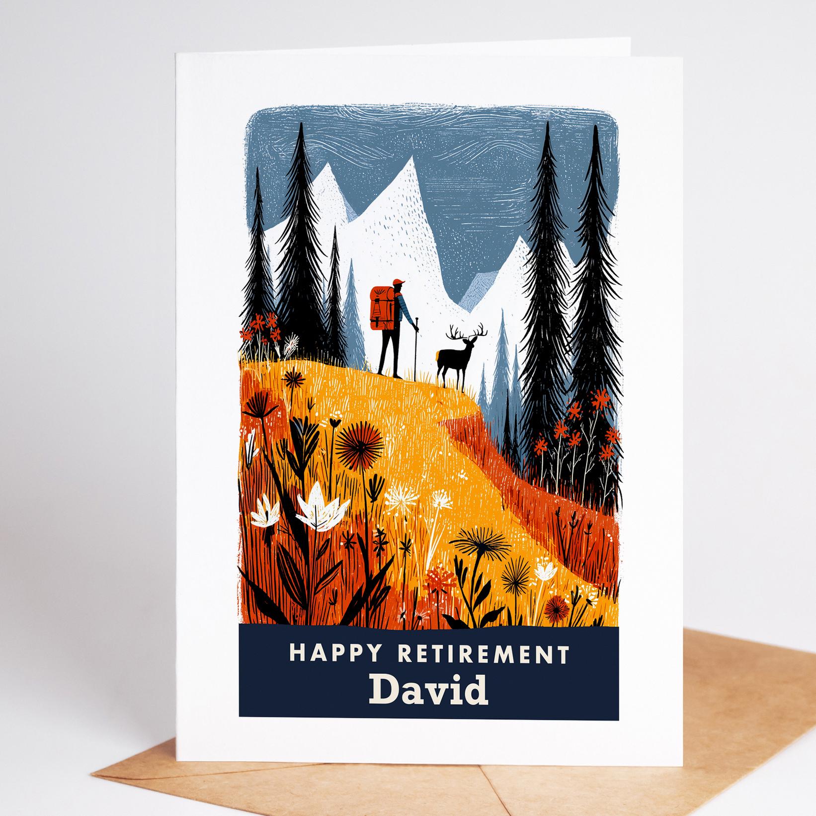 Hiking Retirement Card, Personalized with a Name