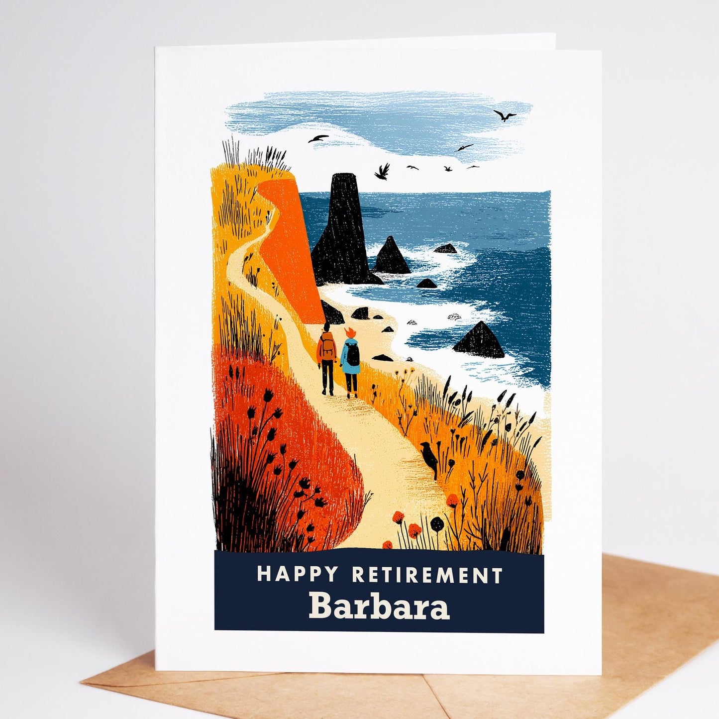 Hiking Retirement Card, Personalized with a Name