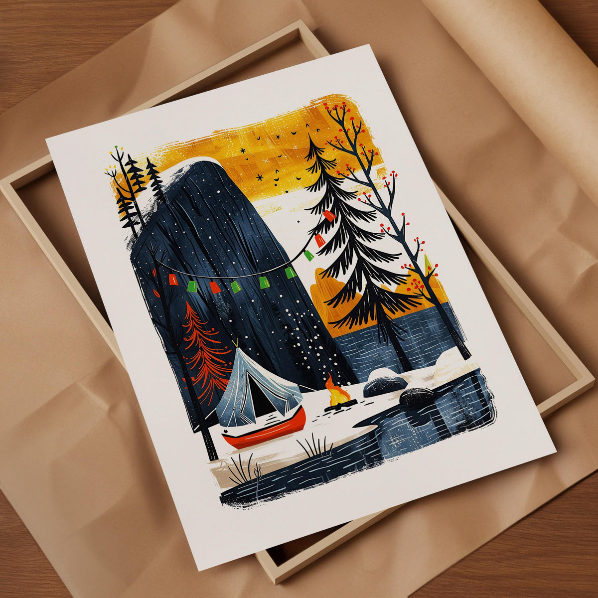 Camping Christmas tent and canoe card, photo 2
