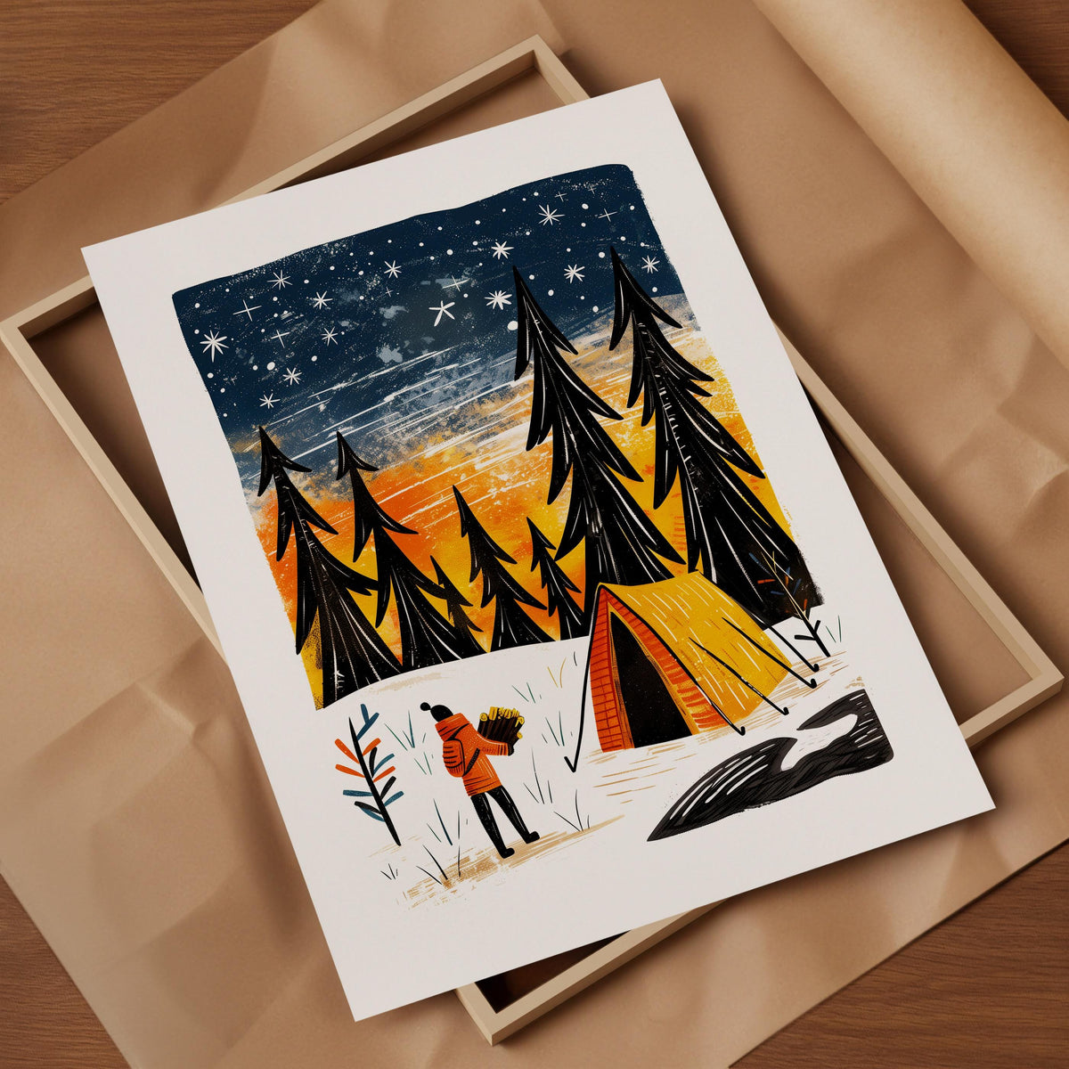 Camping Christmas firewood card, photo 2