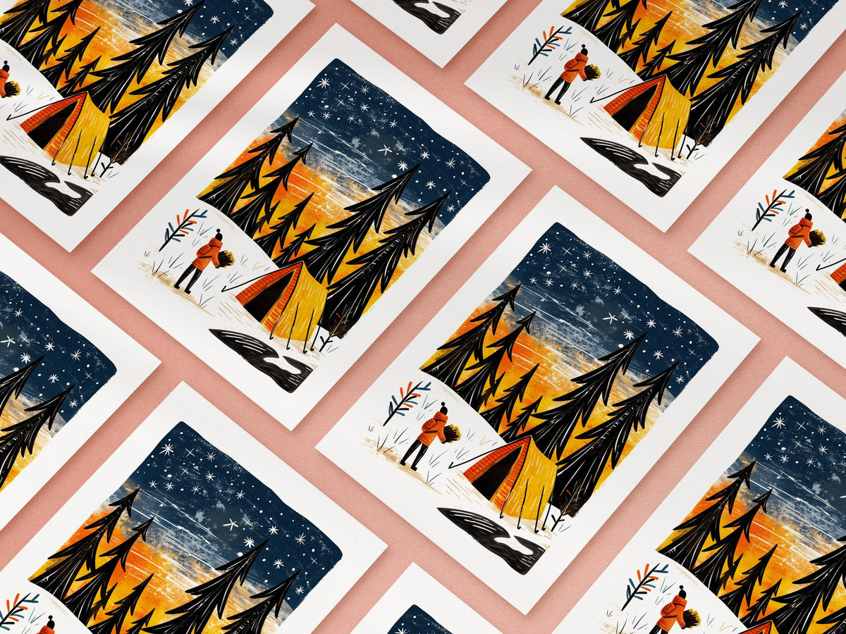 Camping Christmas firewood card, photo 4