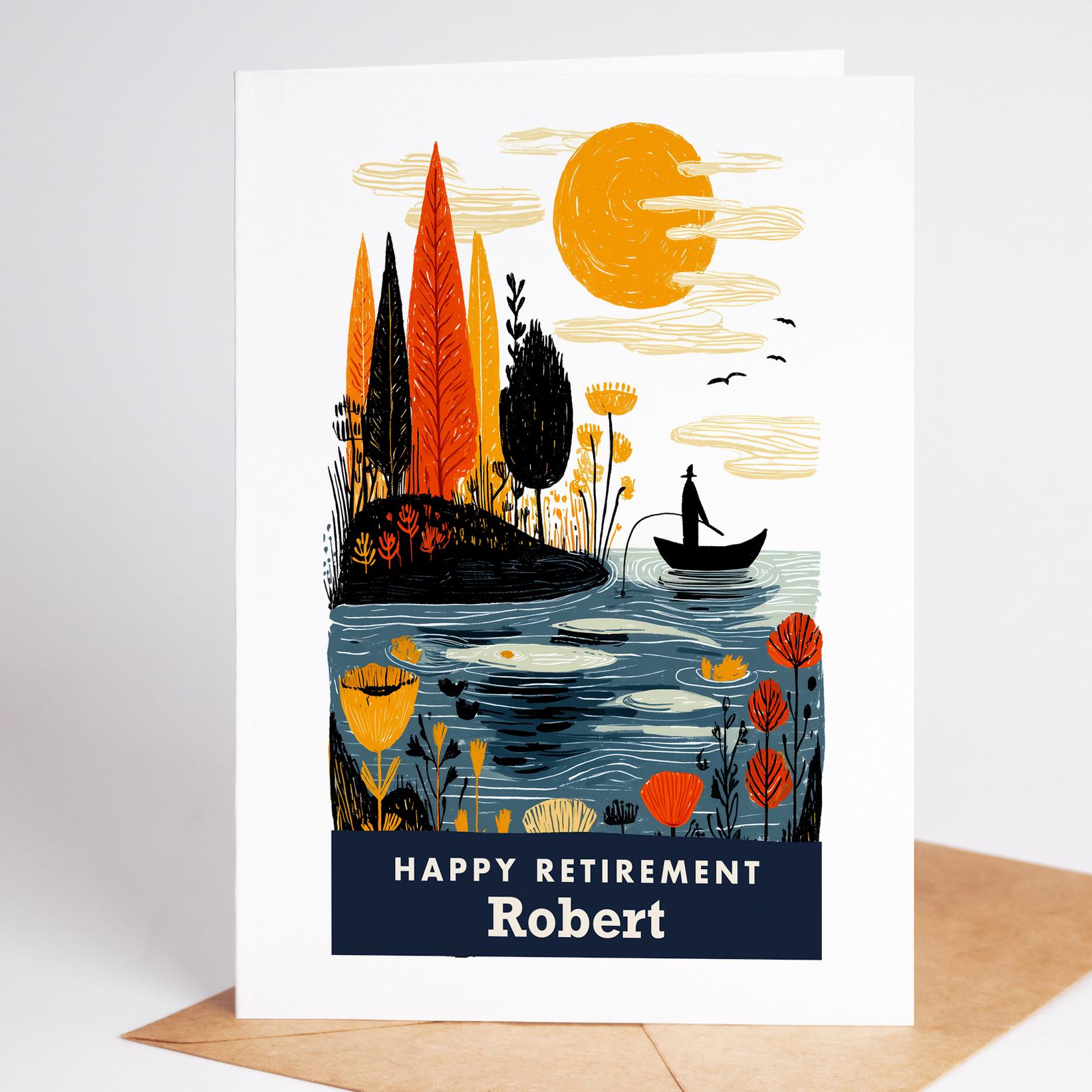 Fishing Retirement Card, Personalized with a Name