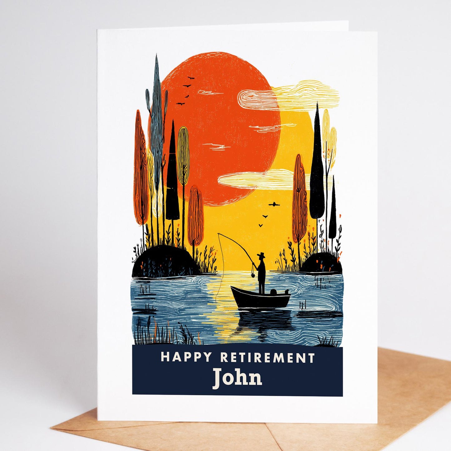 Fishing Retirement Card, Personalized with a Name