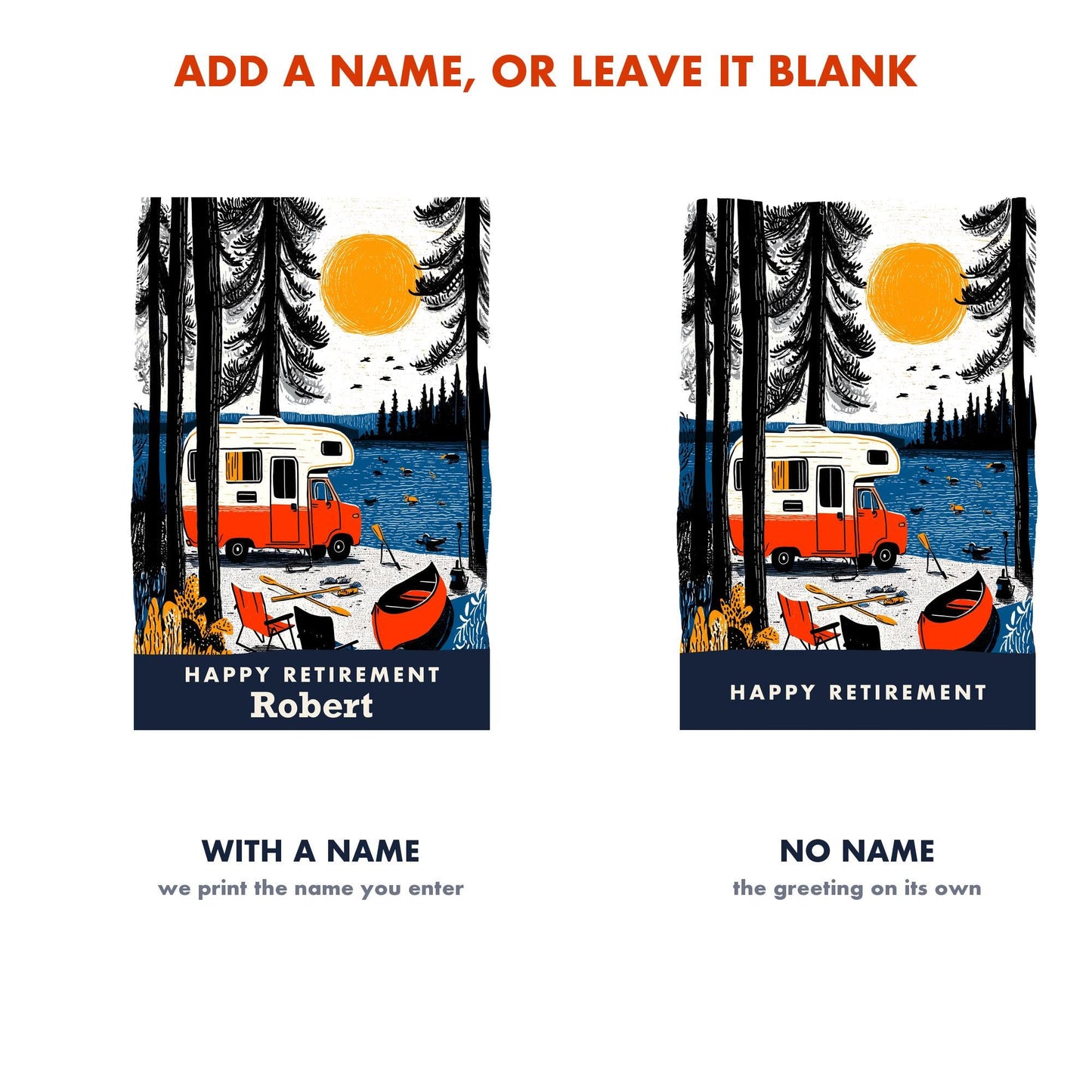 RV Retirement Card, Personalized with a Name