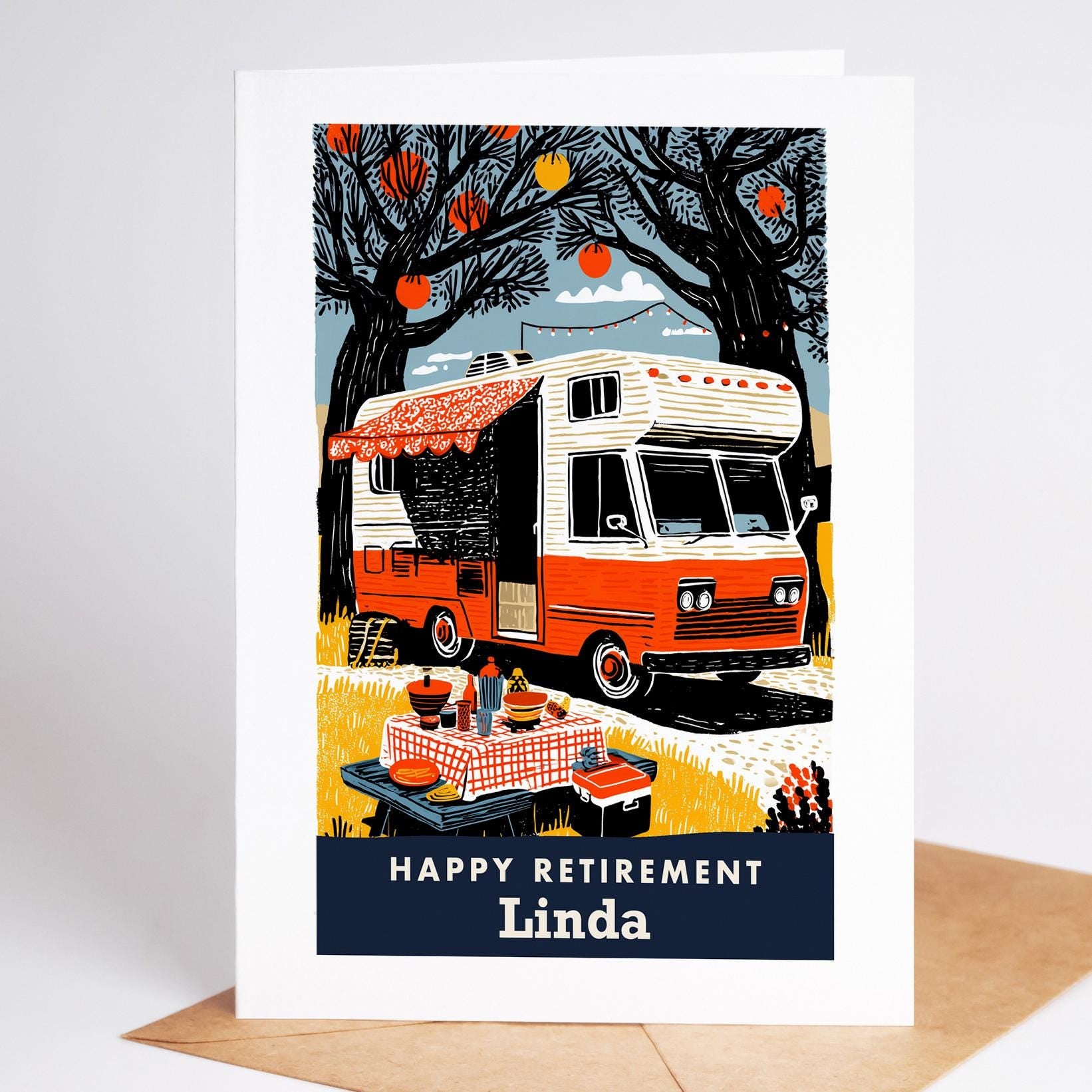 RV Retirement Card, Personalized with a Name