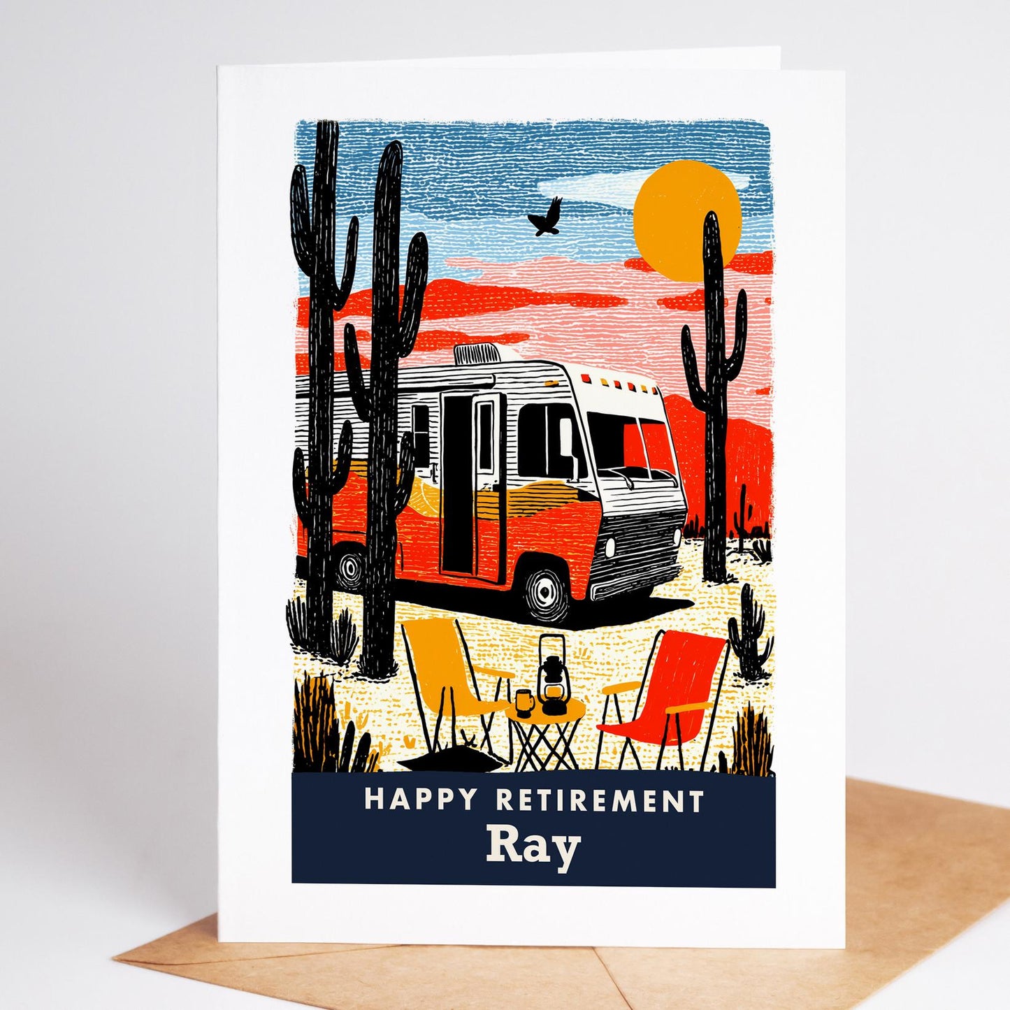 RV Retirement Card, Personalized with a Name