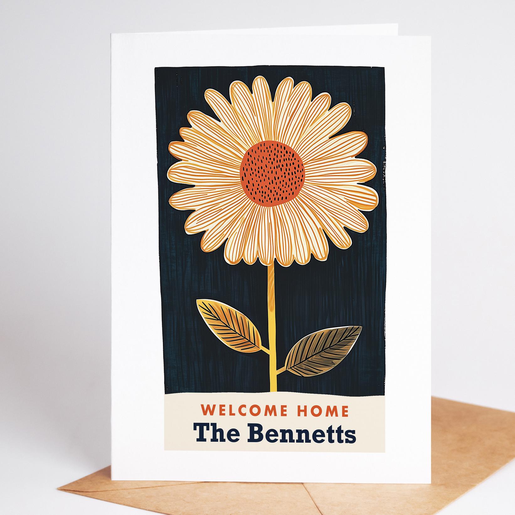 New Home Card, Mid Century Floral Housewarming Card