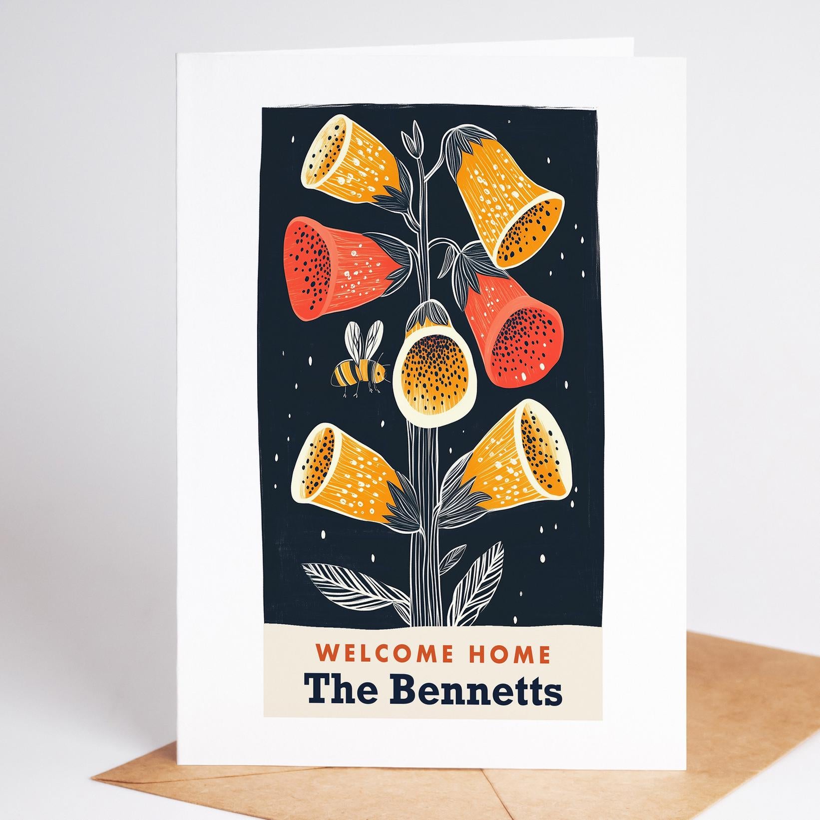 New Home Card, Mid Century Floral Housewarming Card