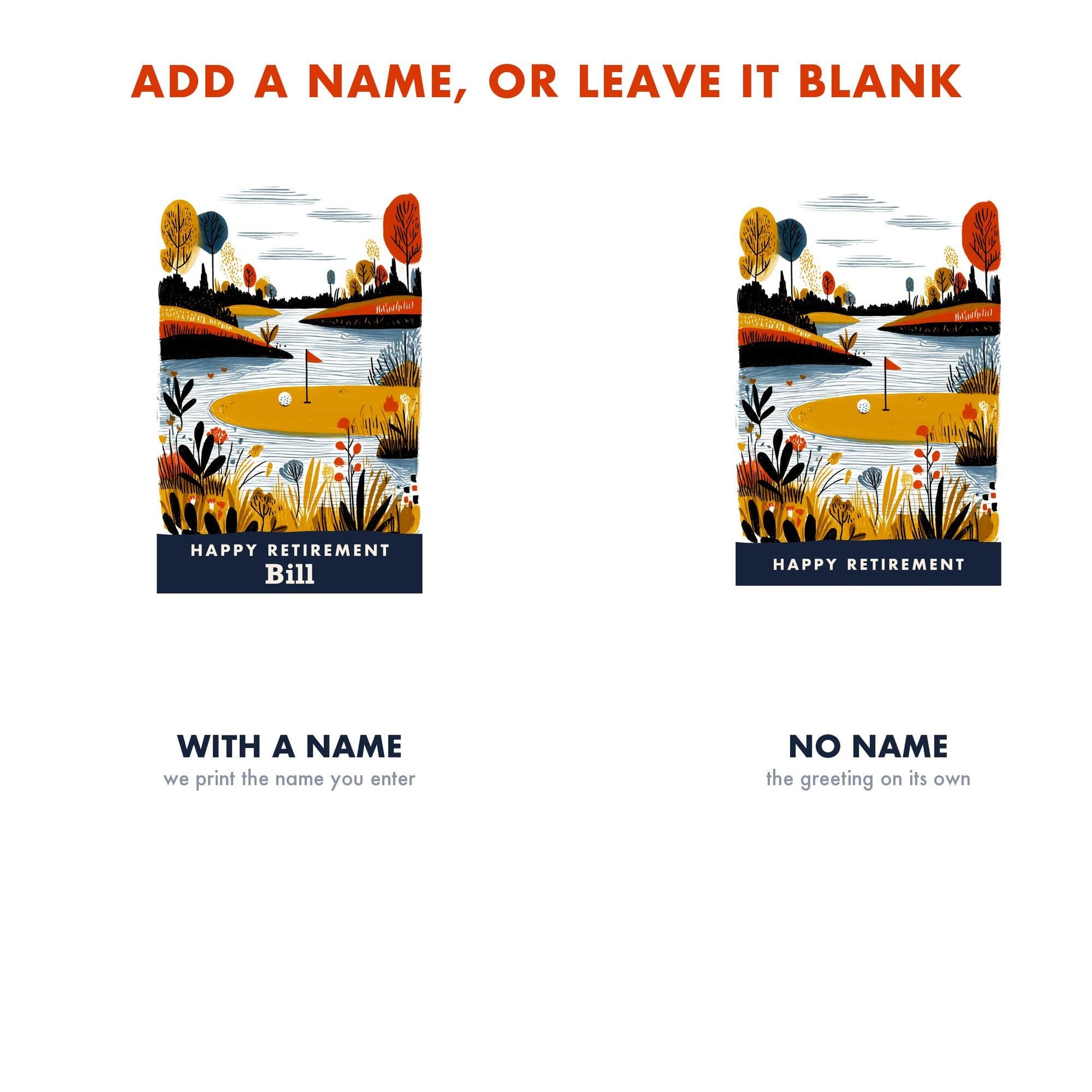 Golf Retirement Card, Personalized with a Name