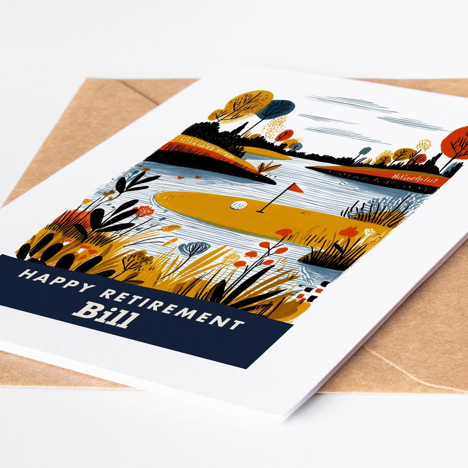Golf Retirement Card, Personalized with a Name