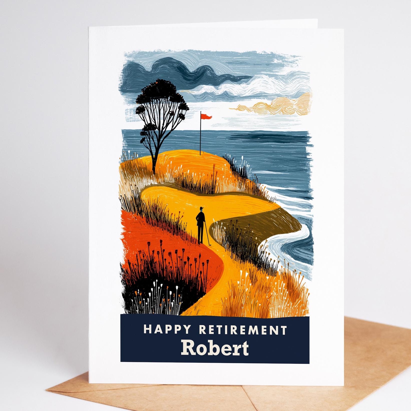Golf Retirement Card, Personalized with a Name