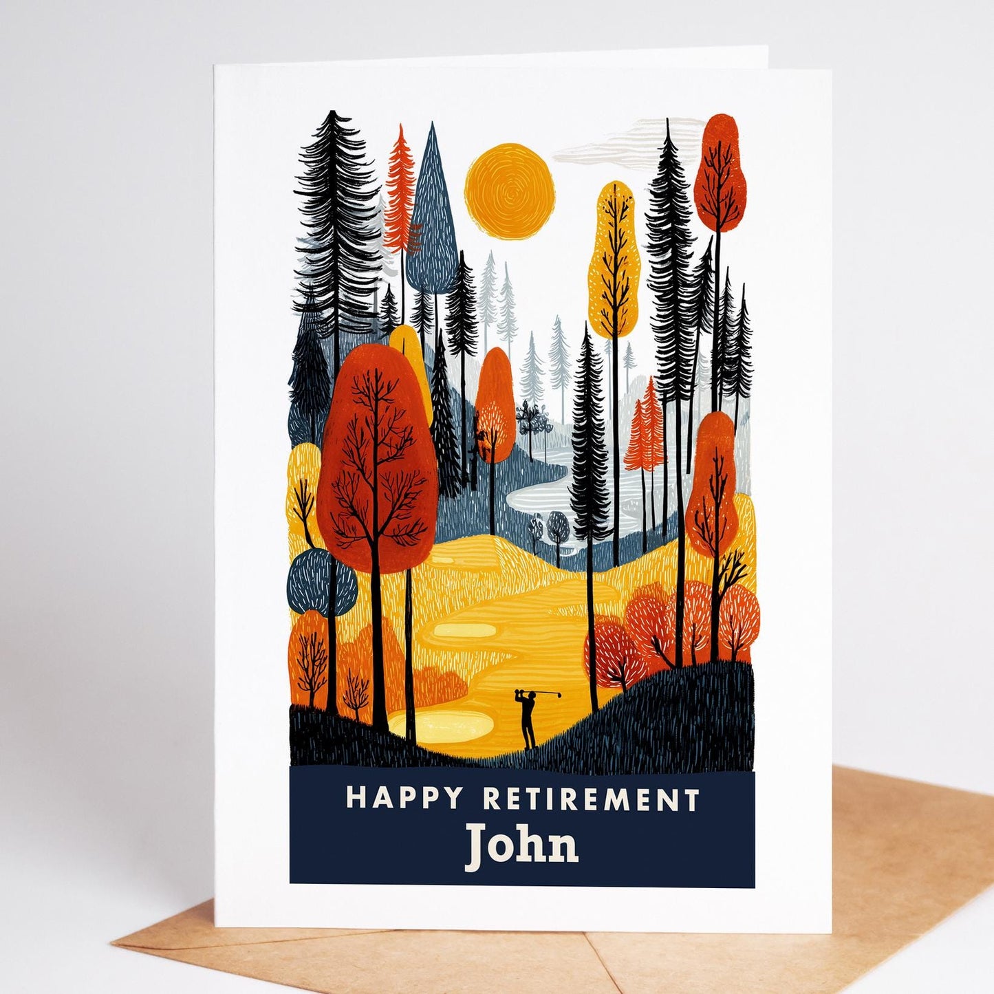 Golf Retirement Card, Personalized with a Name