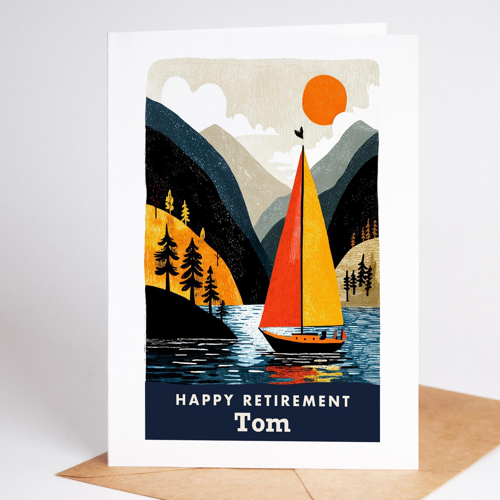 Sailing Retirement Card, Personalized with a Name