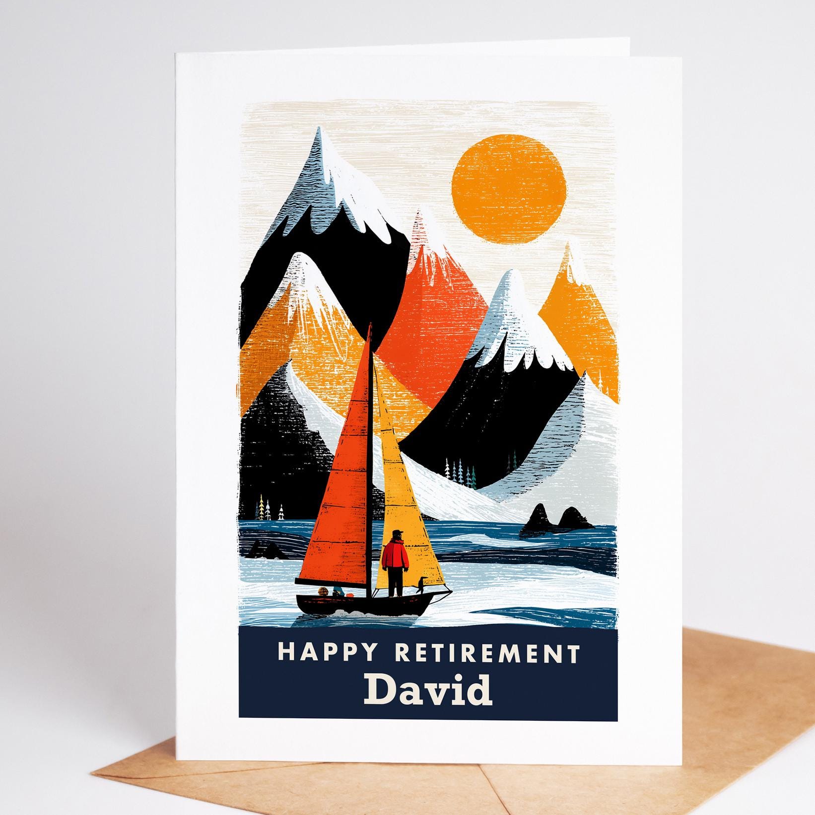 Sailing Retirement Card, Personalized with a Name