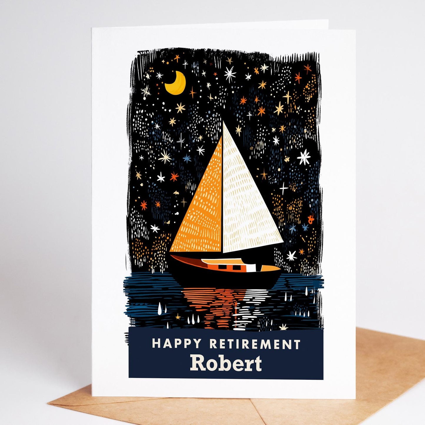 Sailing Retirement Card, Personalized with a Name