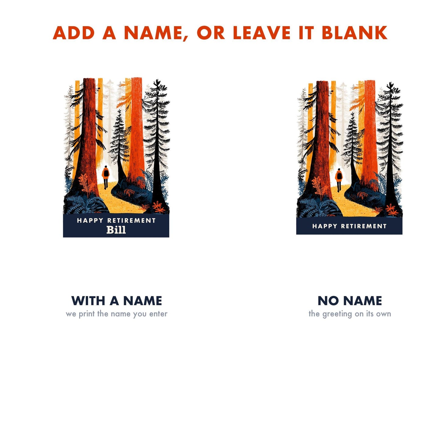 Hiking Retirement Card, Personalized with a Name