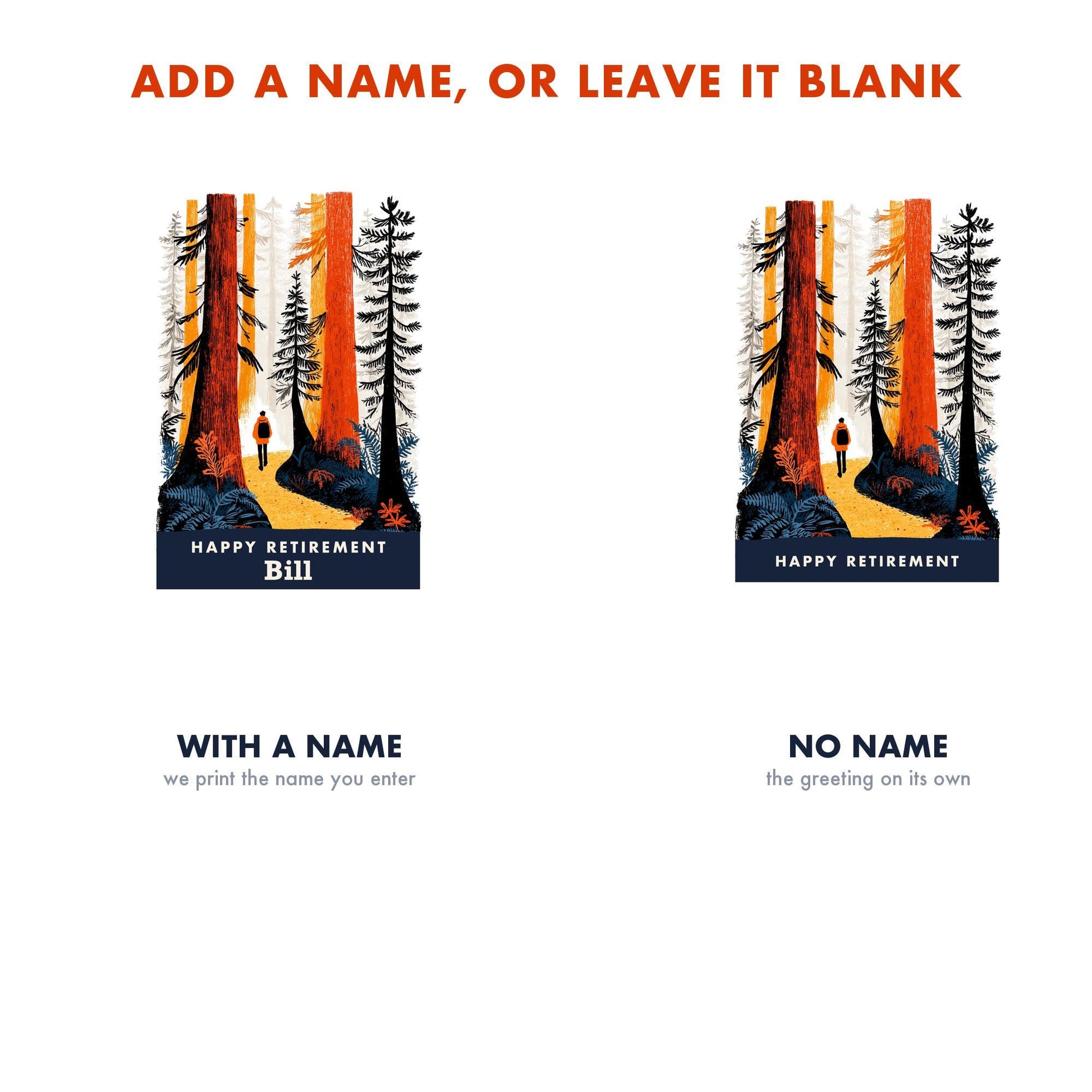 Hiking Retirement Card, Personalized with a Name