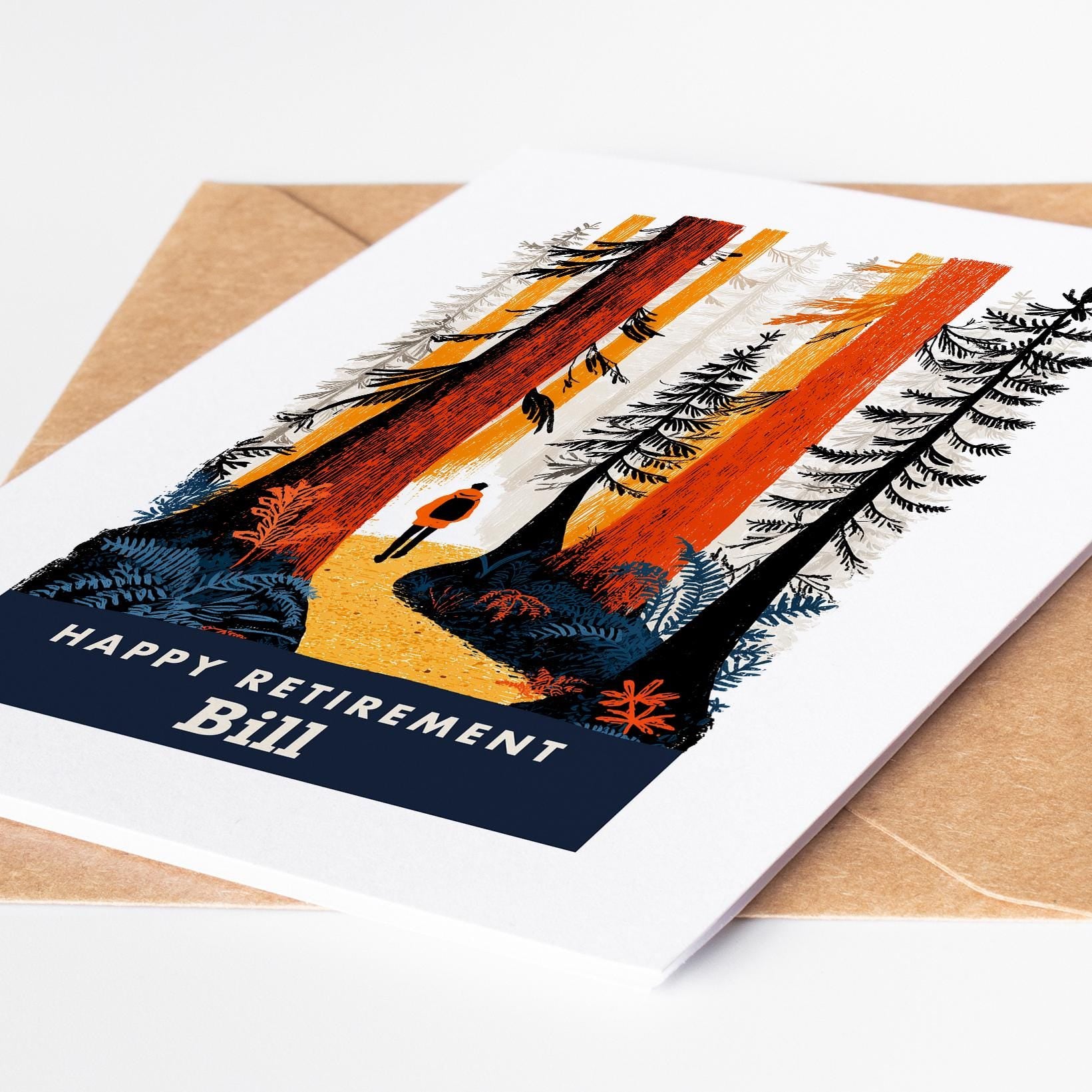 Hiking Retirement Card, Personalized with a Name