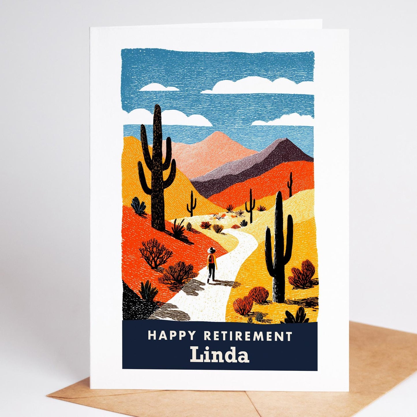 Hiking Retirement Card, Personalized with a Name